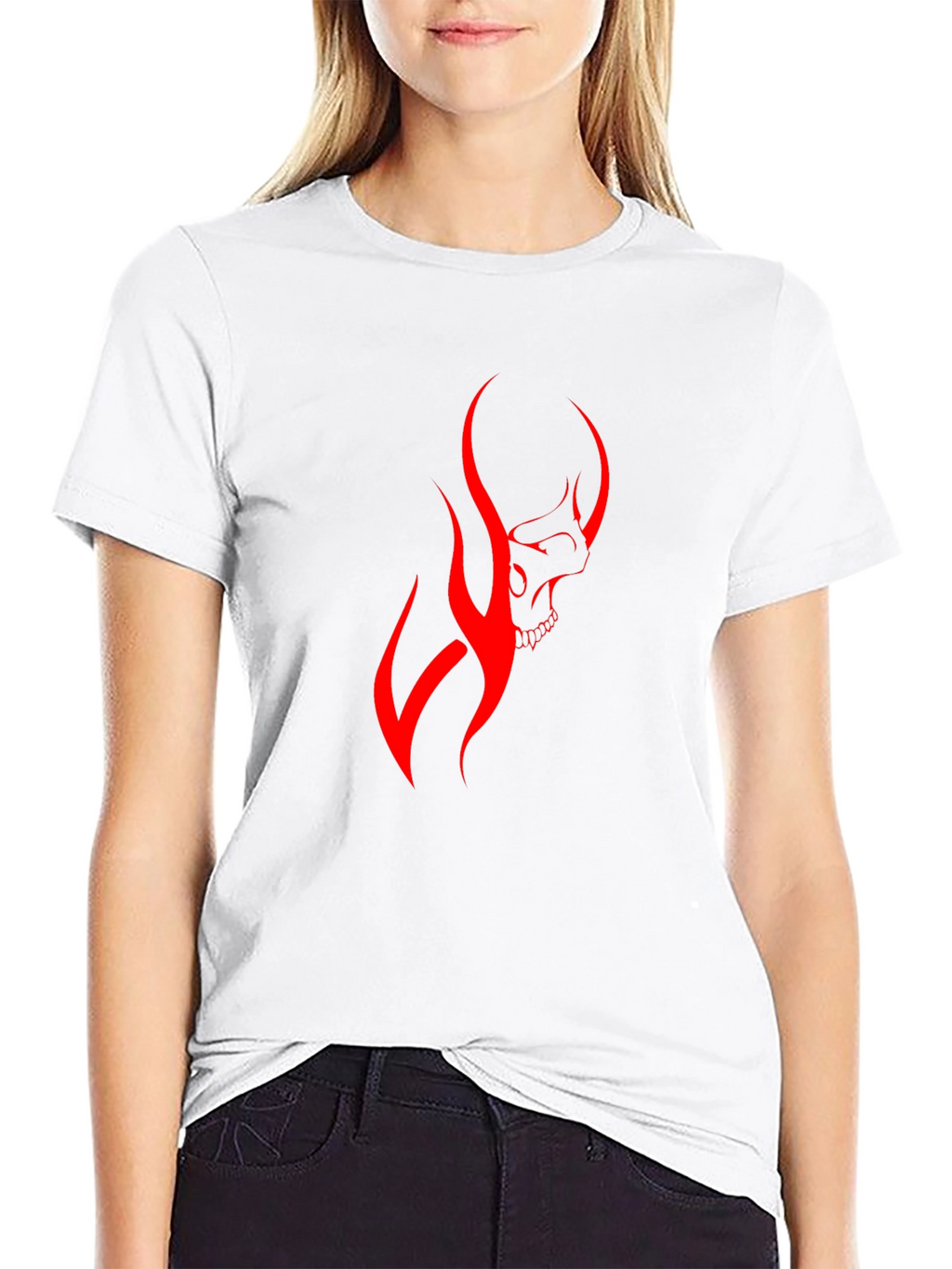 Mens Black T-Shirt with Red Skull Graphic