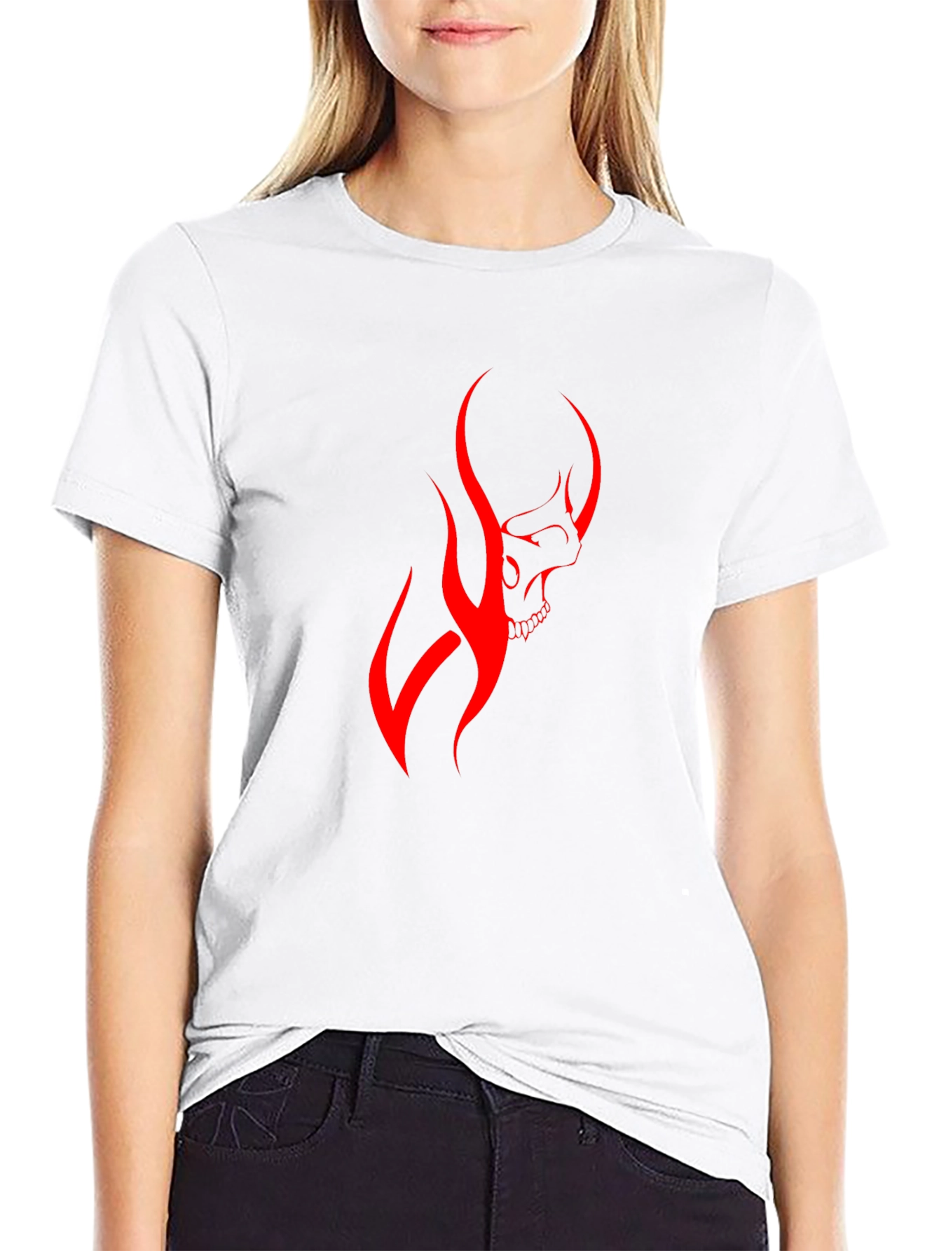 Mens Black T-Shirt with Red Skull Graphic