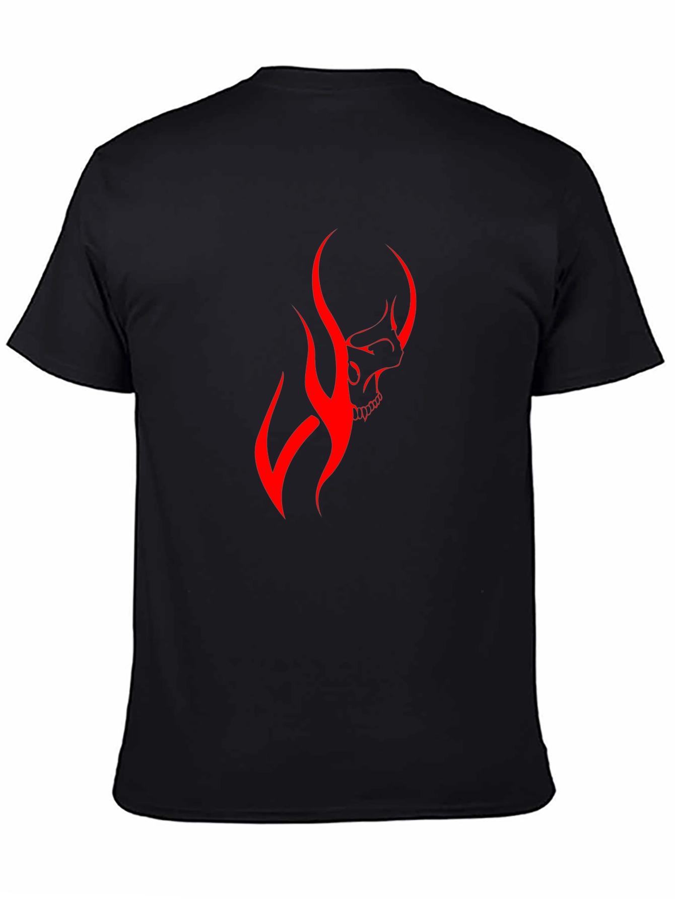 Mens Black T-Shirt with Red Skull Graphic