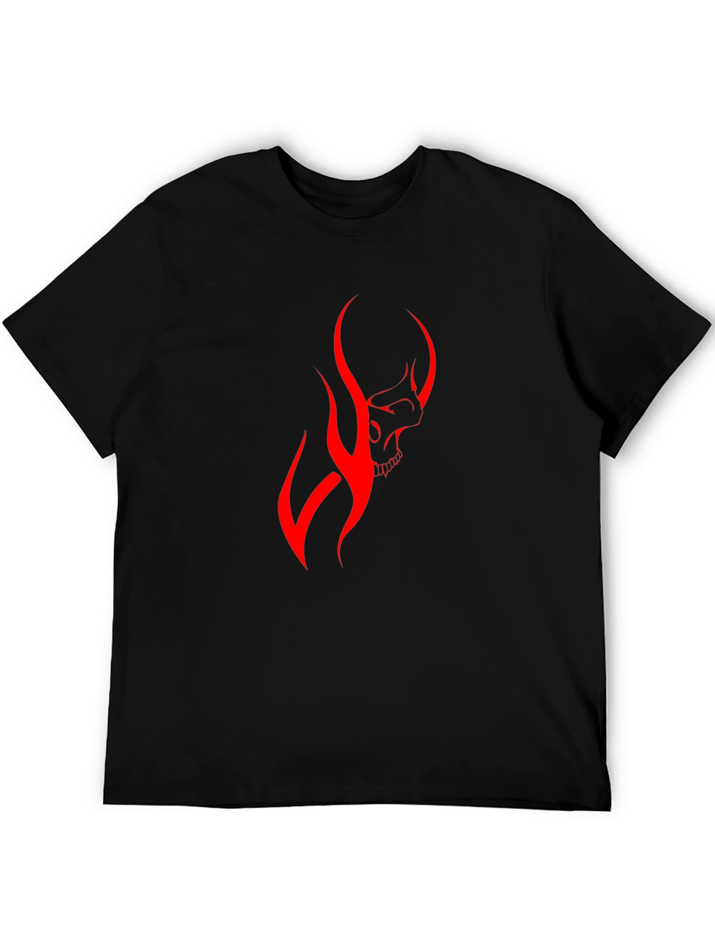 Mens Black T-Shirt with Red Skull Graphic