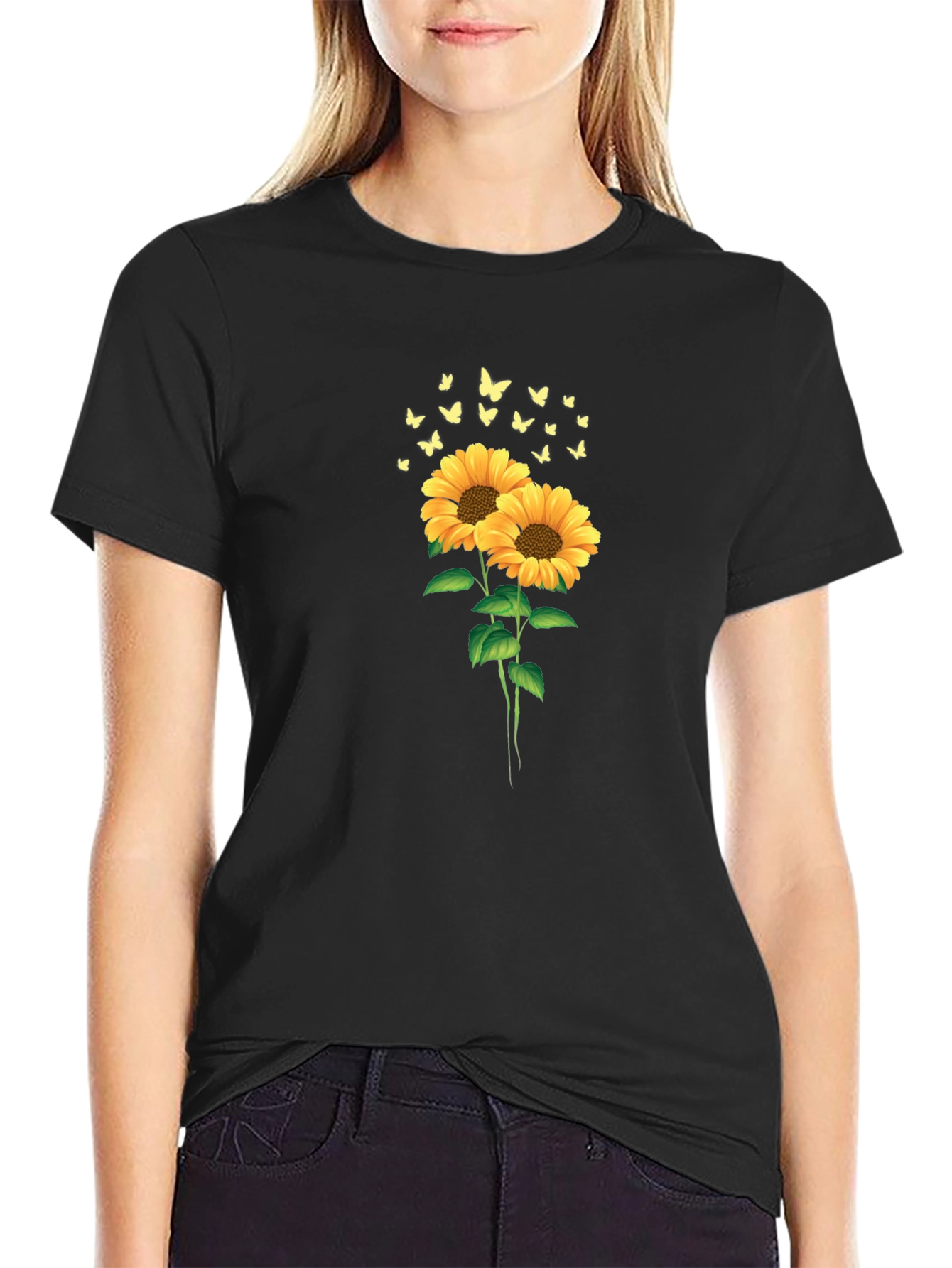 Sunflower & Butterfly Graphic Tee