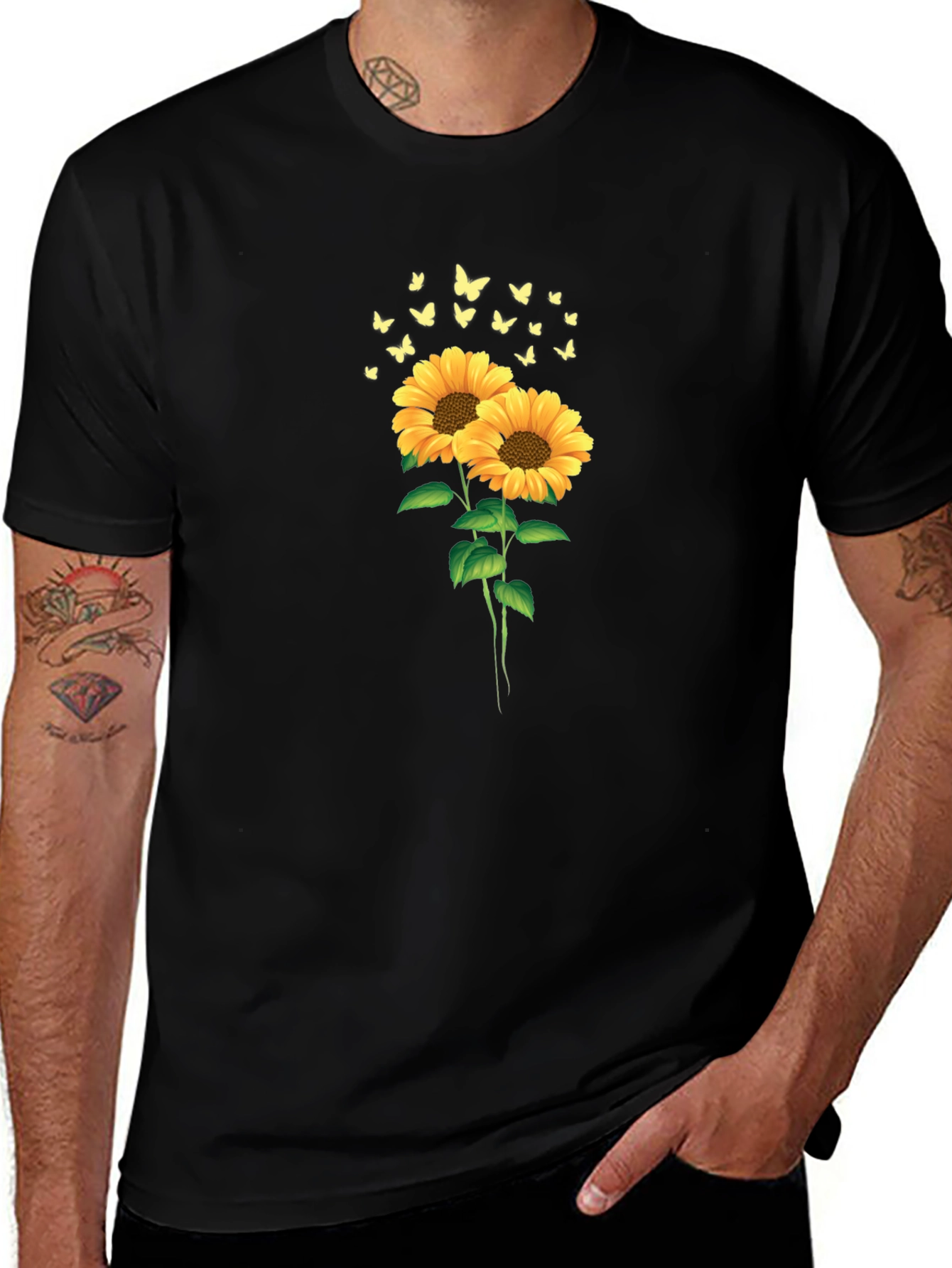 Sunflower & Butterfly Graphic Tee