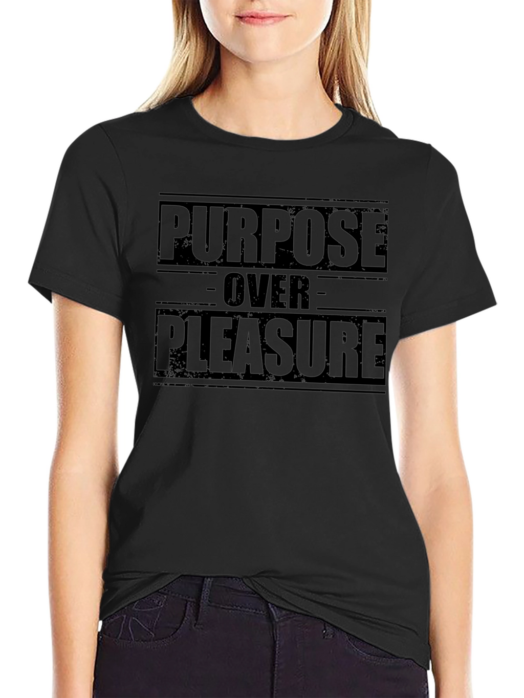 Purpose Over Pleasure Graphic Tee - Motivational Black T-Shirt