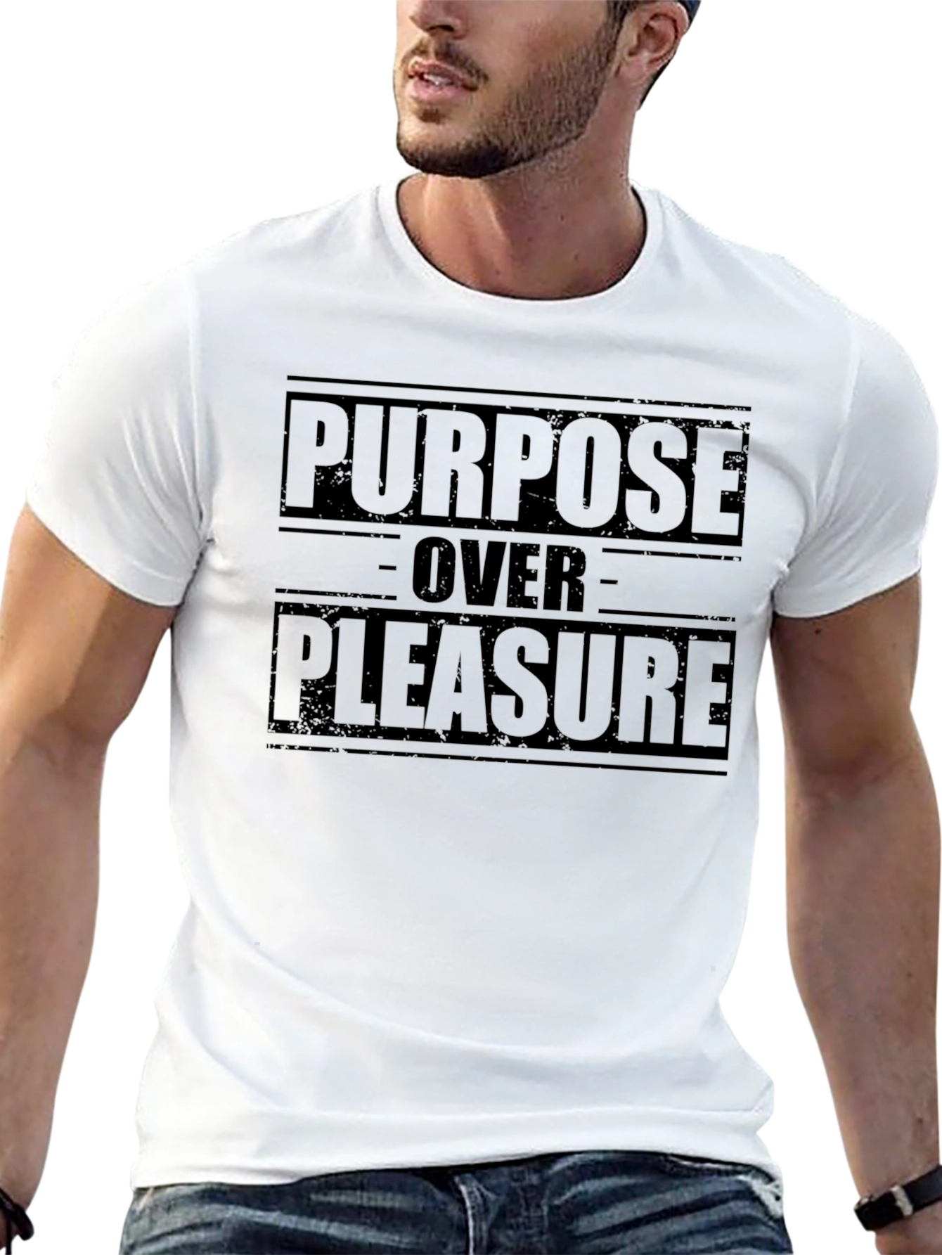 Purpose Over Pleasure Graphic Tee - Motivational Black T-Shirt