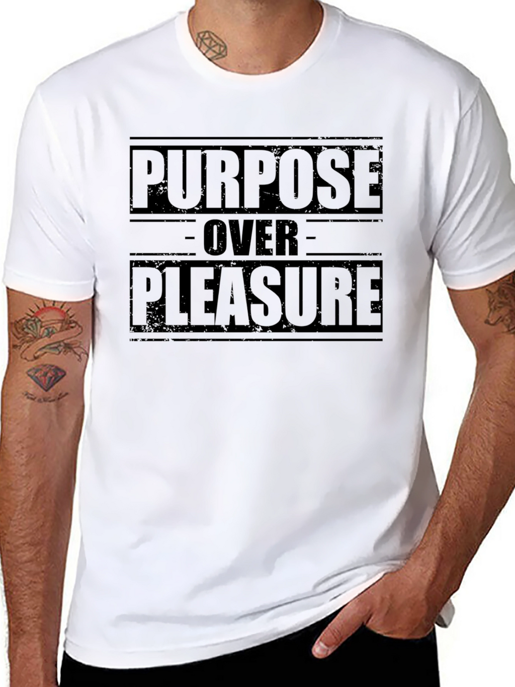 Purpose Over Pleasure Graphic Tee - Motivational Black T-Shirt
