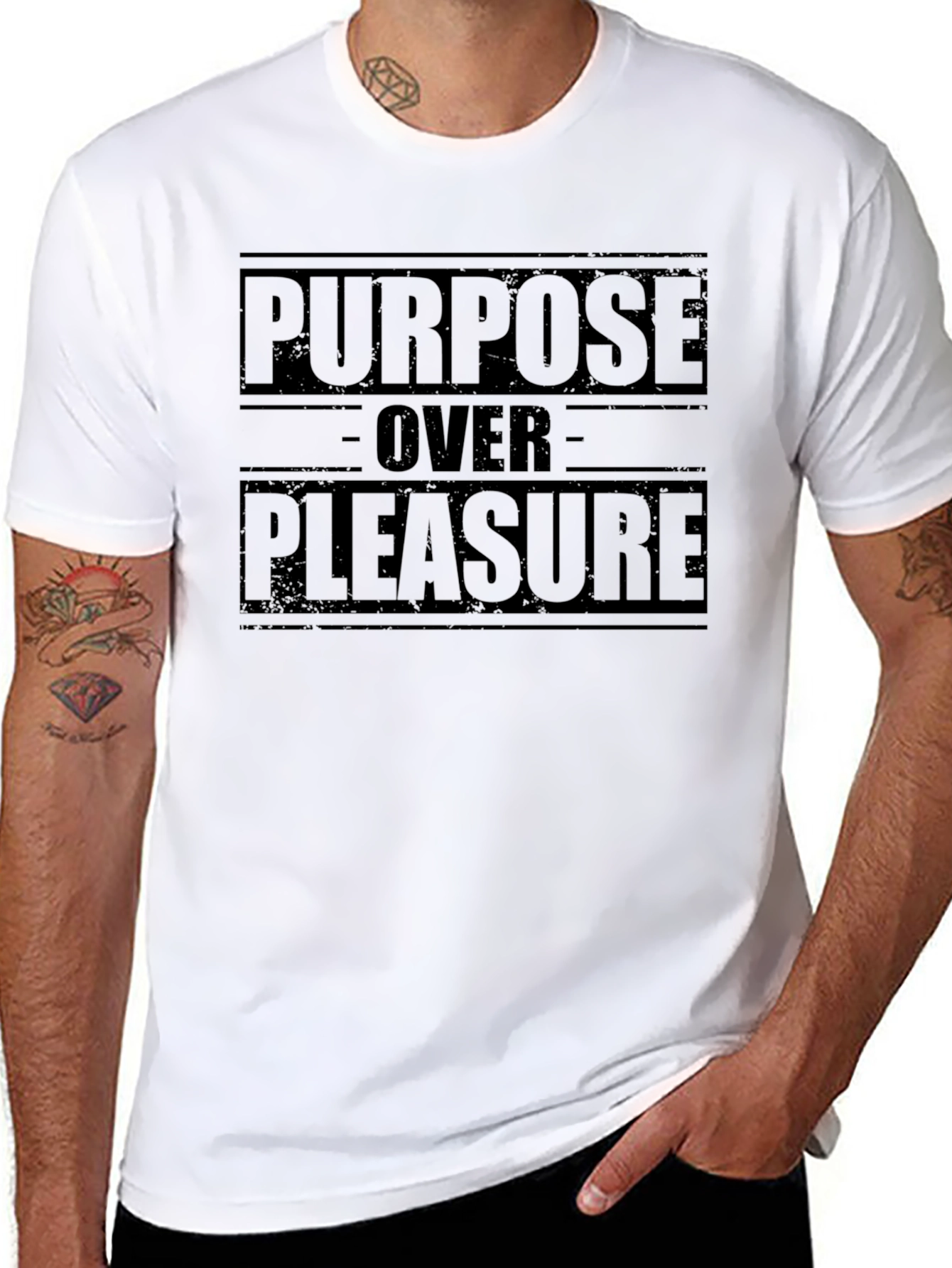 Purpose Over Pleasure Graphic Tee - Motivational Black T-Shirt