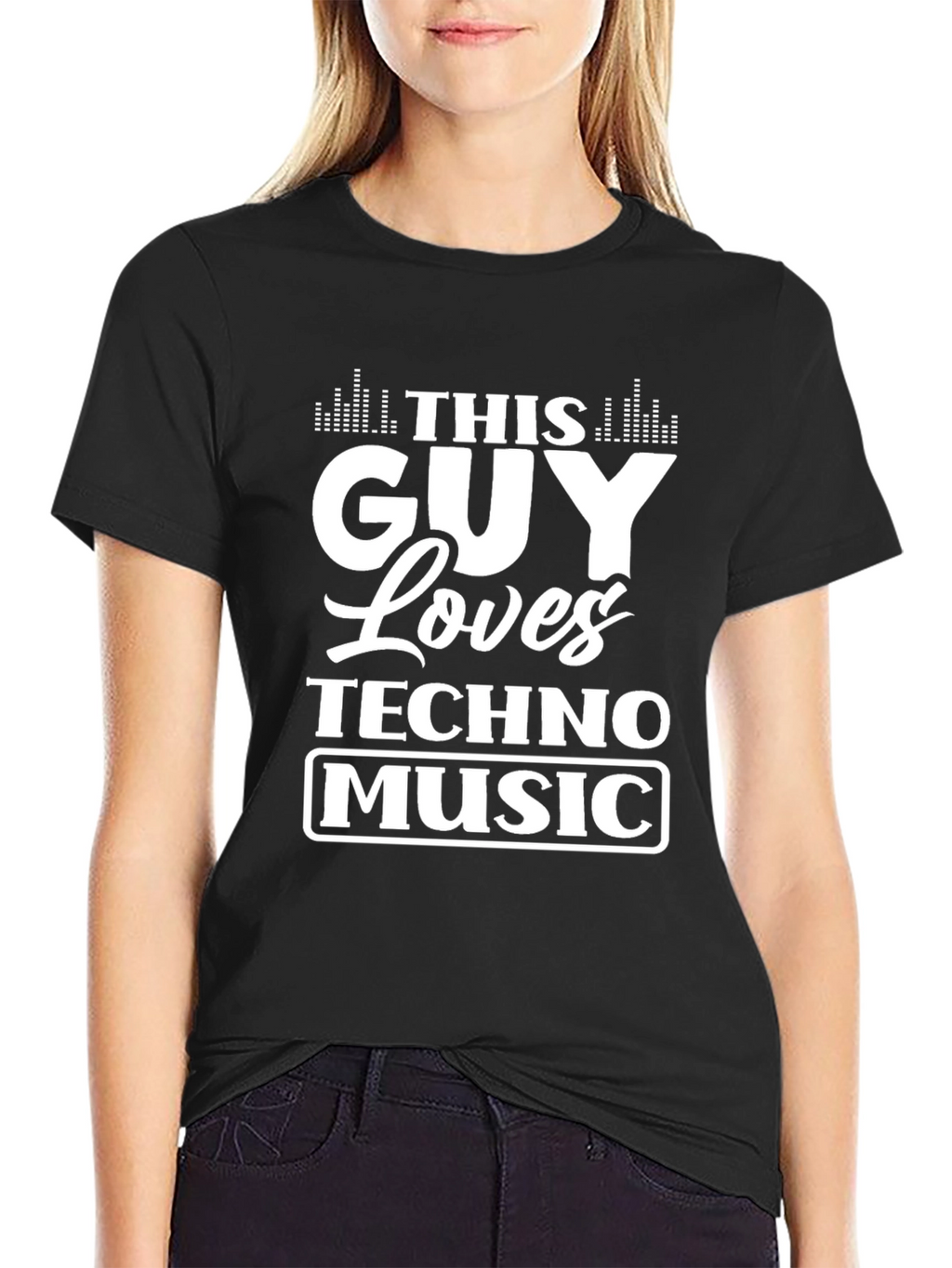This Guy Loves Techno Music T-Shirt - Black