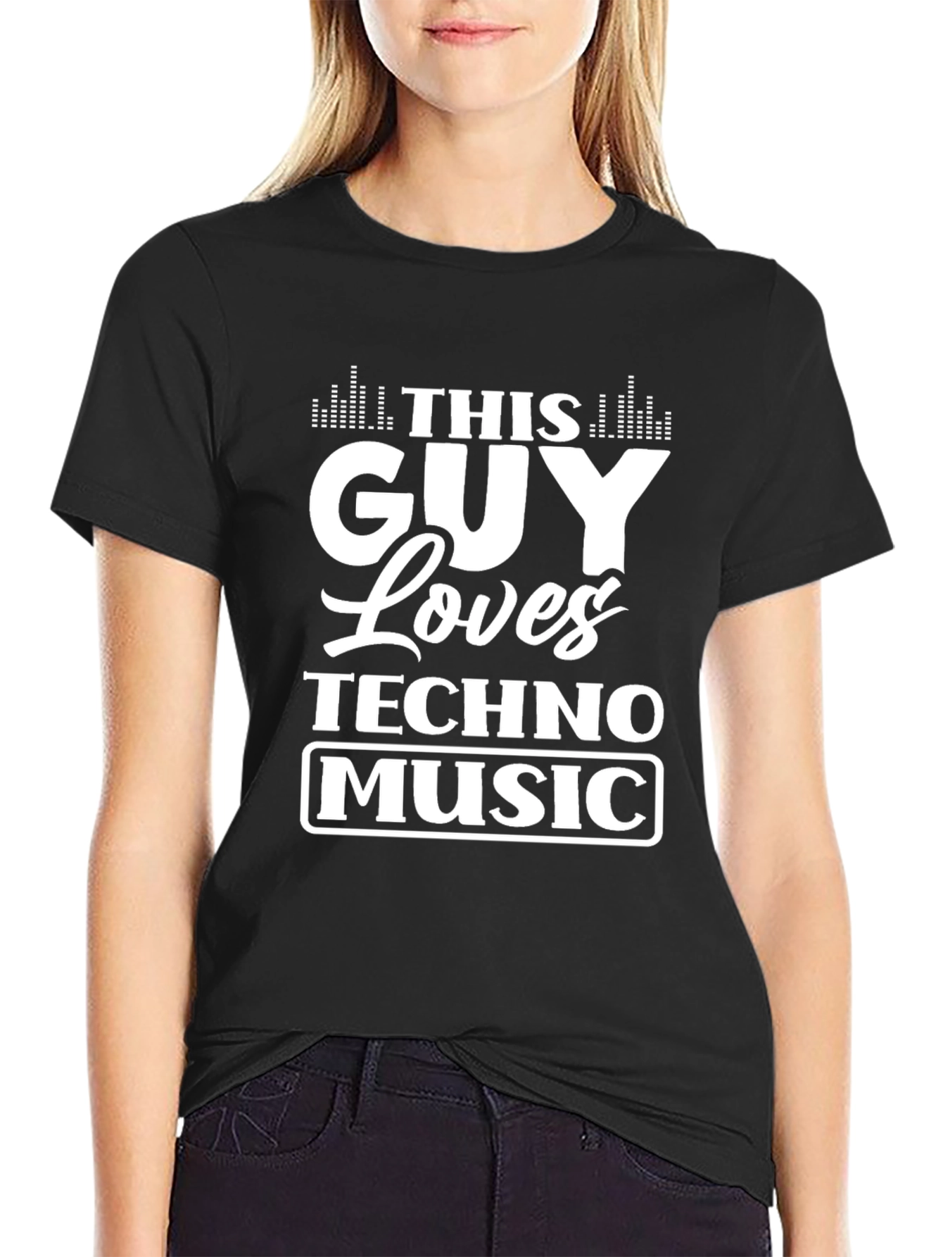 This Guy Loves Techno Music T-Shirt - Black