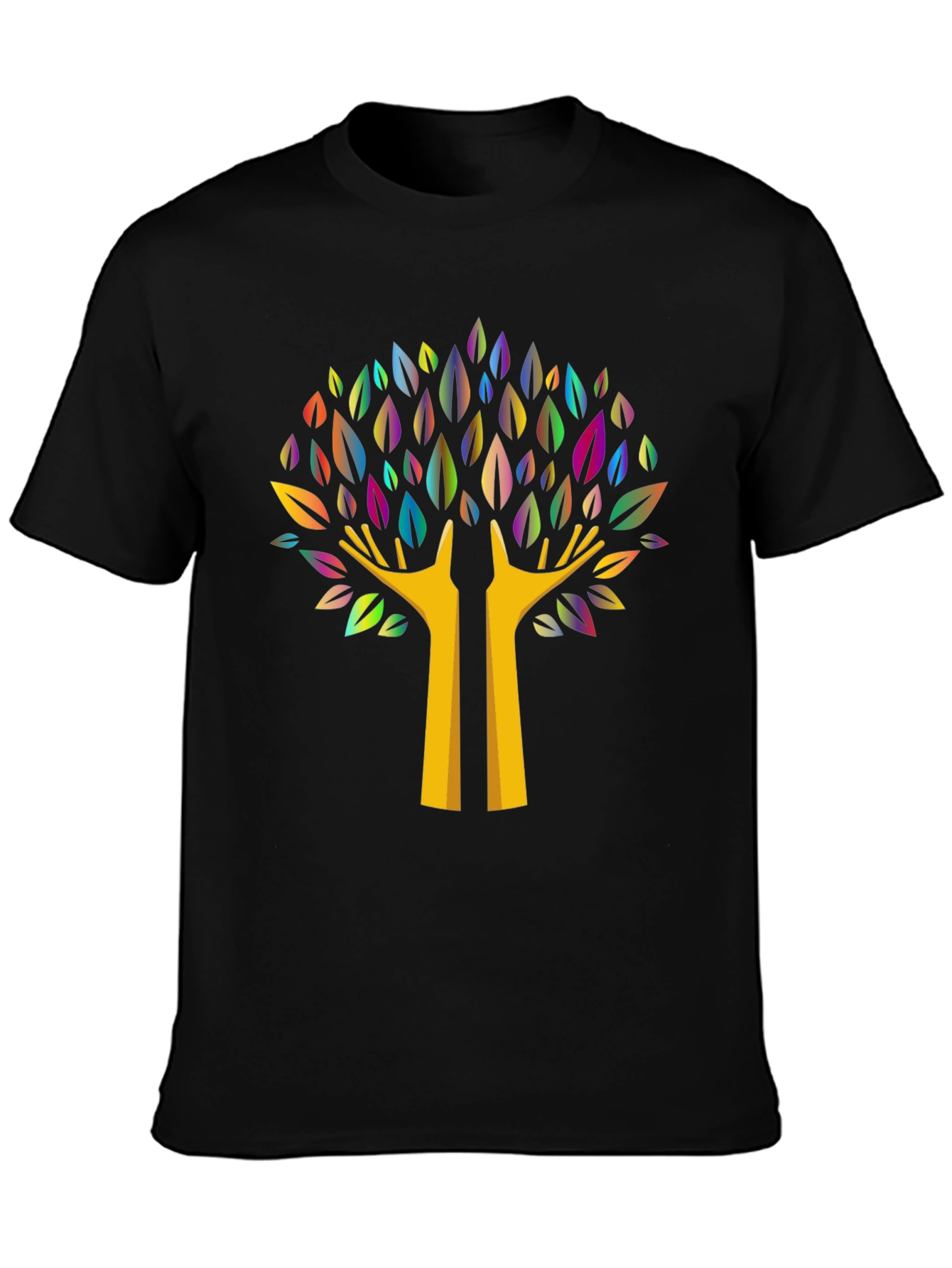 Colorful Tree Graphic Black T-Shirt