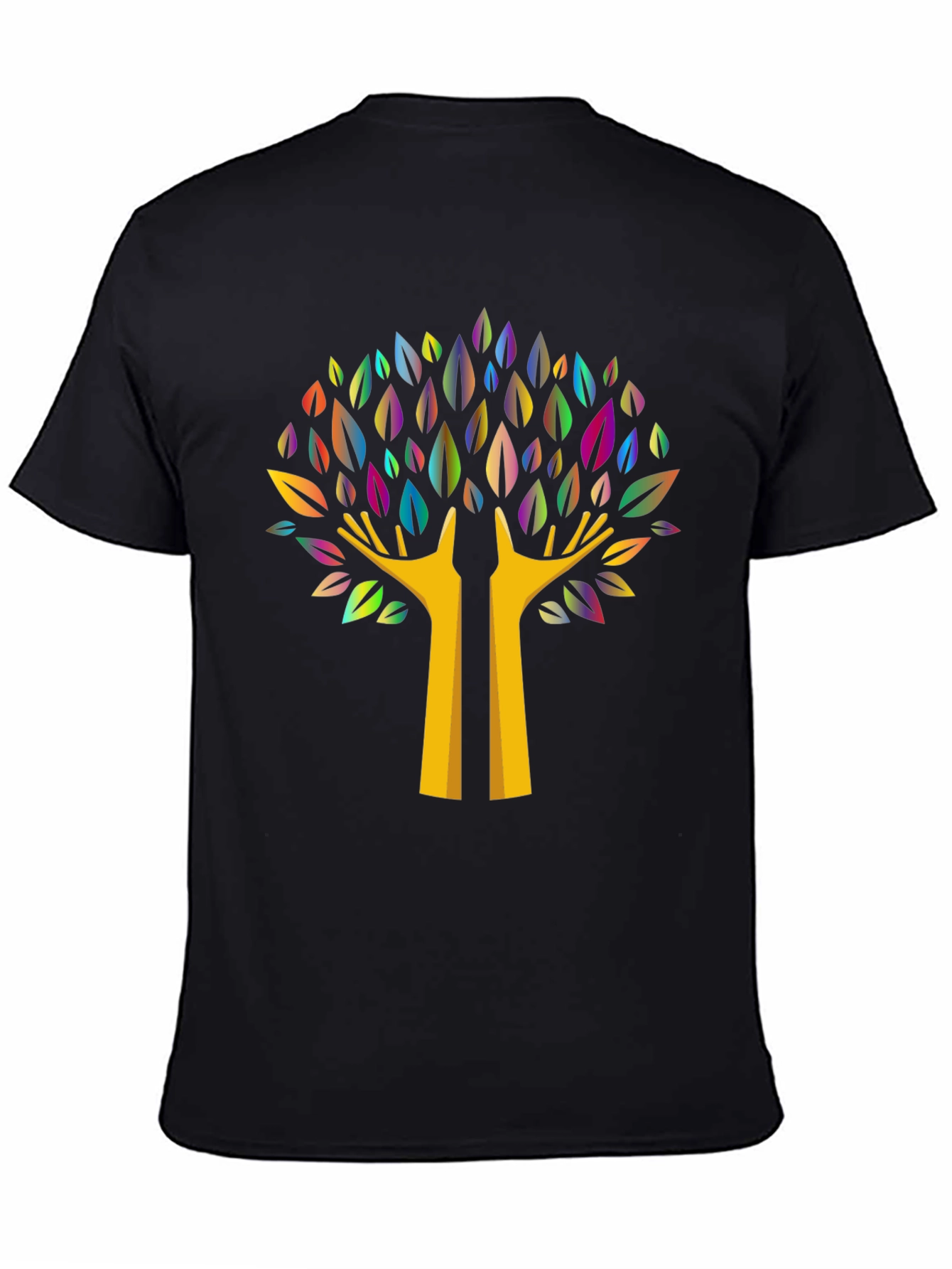 Colorful Tree Graphic Black T-Shirt