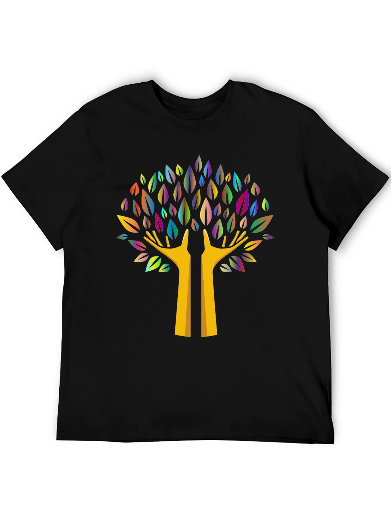 Colorful Tree Graphic Black T-Shirt