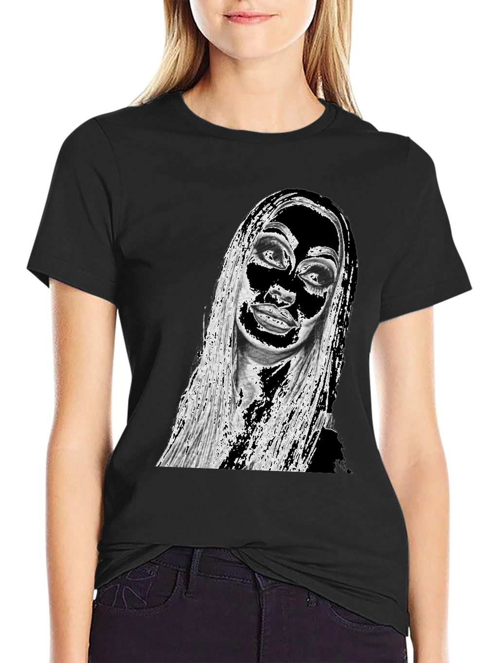 Edgy Graphic Print Tee - Black