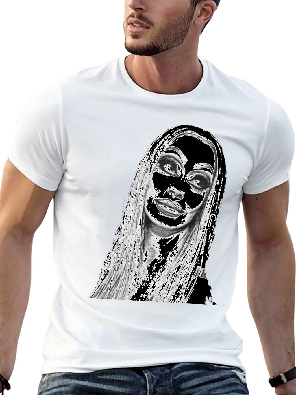 Edgy Graphic Print Tee - Black