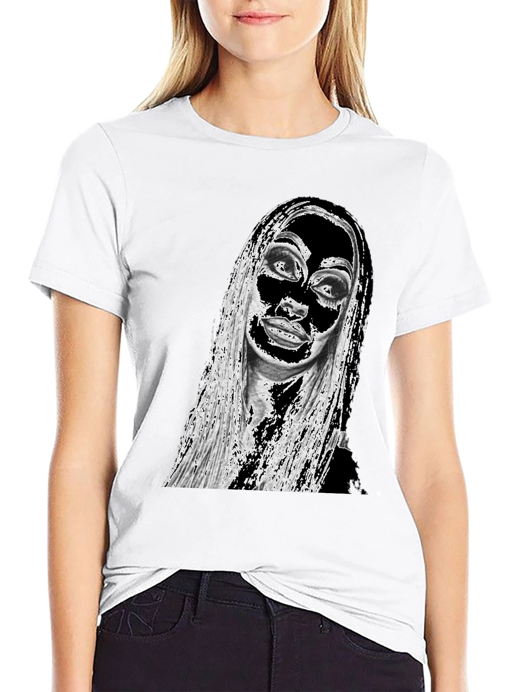 Edgy Graphic Print Tee - Black