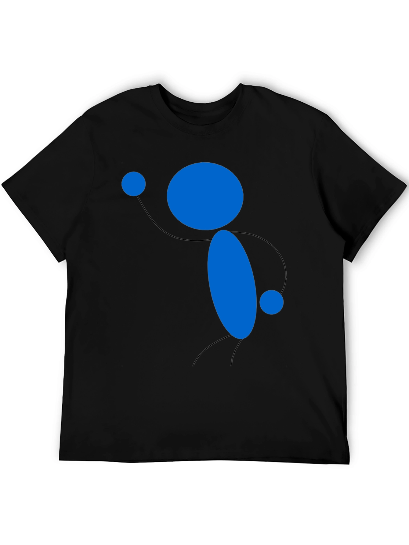 Abstract Blue Figure Black T-Shirt