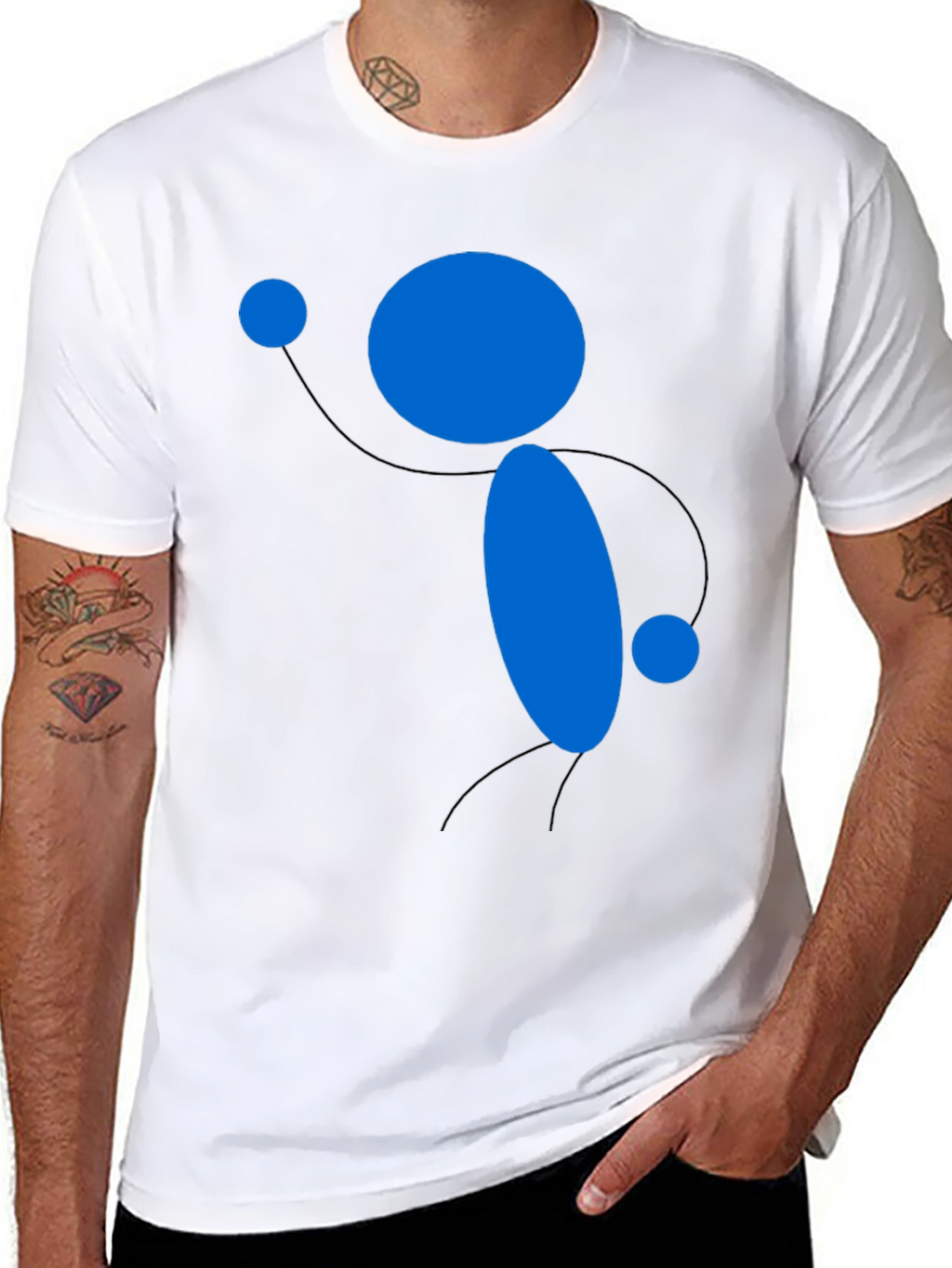 Abstract Blue Figure Black T-Shirt