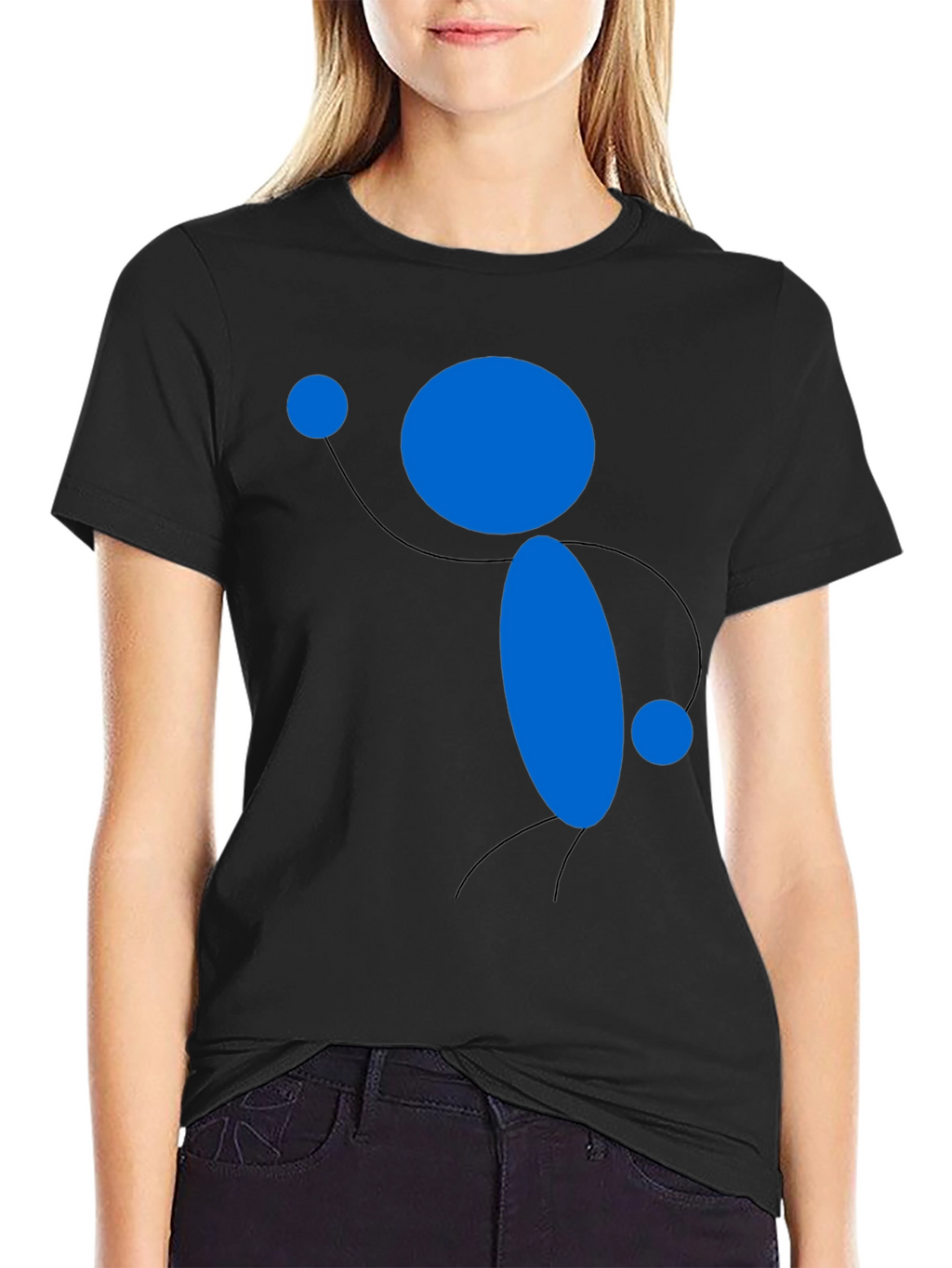 Abstract Blue Figure Black T-Shirt