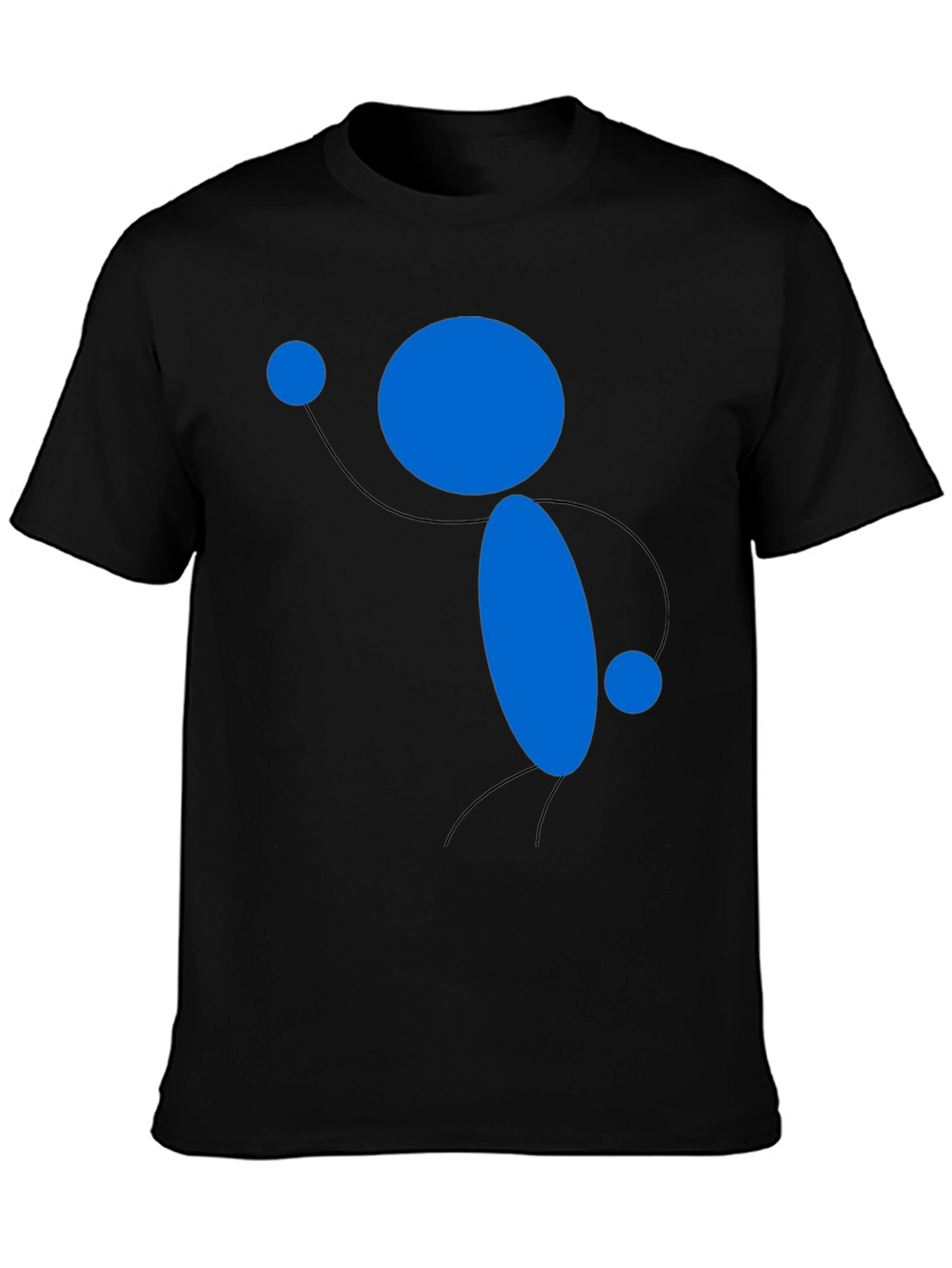 Abstract Blue Figure Black T-Shirt