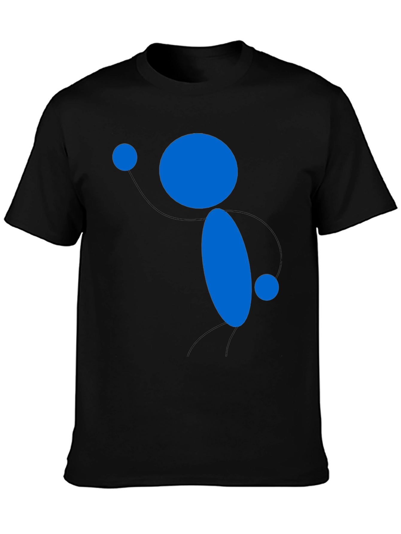 Abstract Blue Figure Black T-Shirt