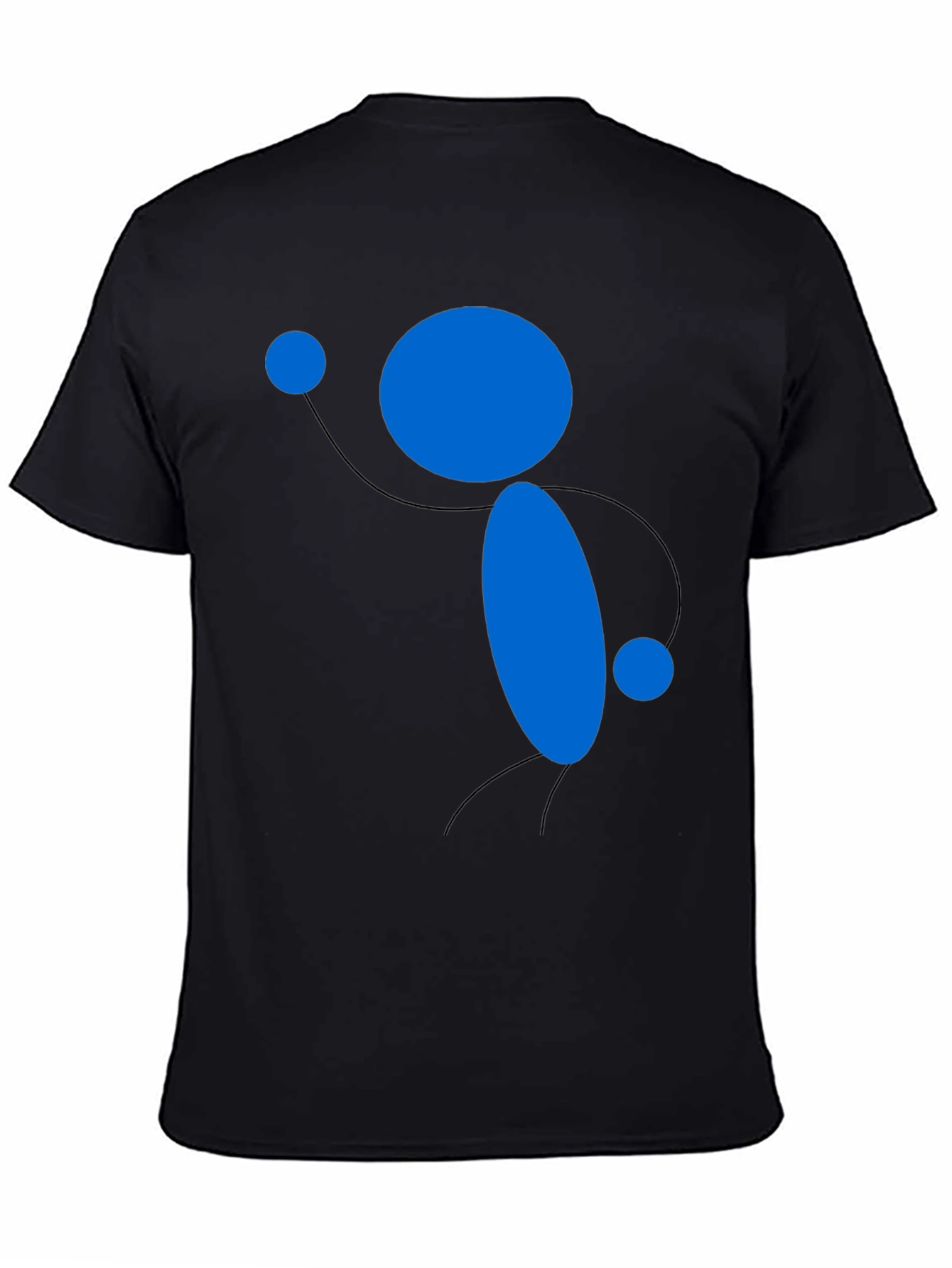 Abstract Blue Figure Black T-Shirt