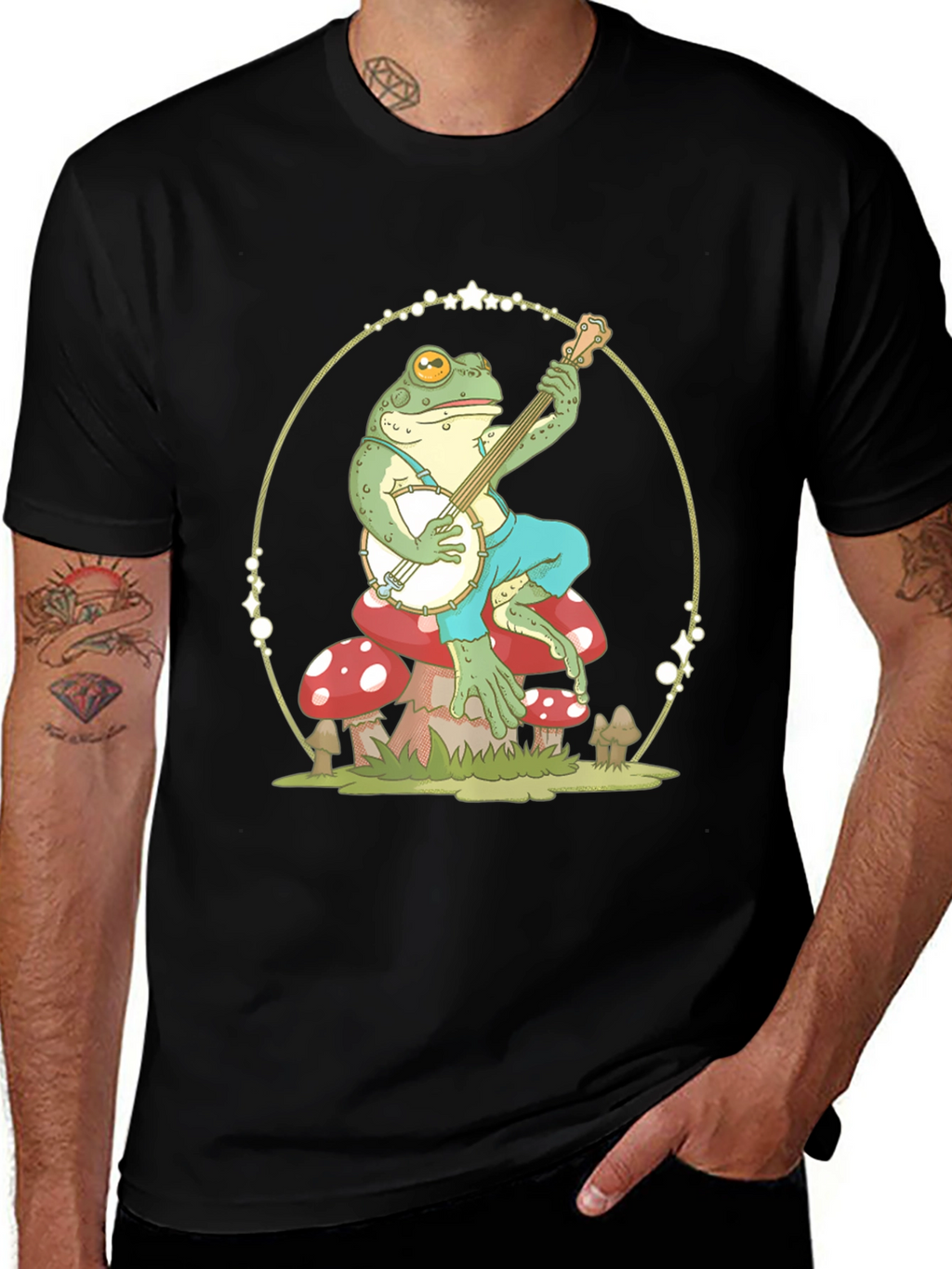 Frog Banjo Player Graphic T-Shirt