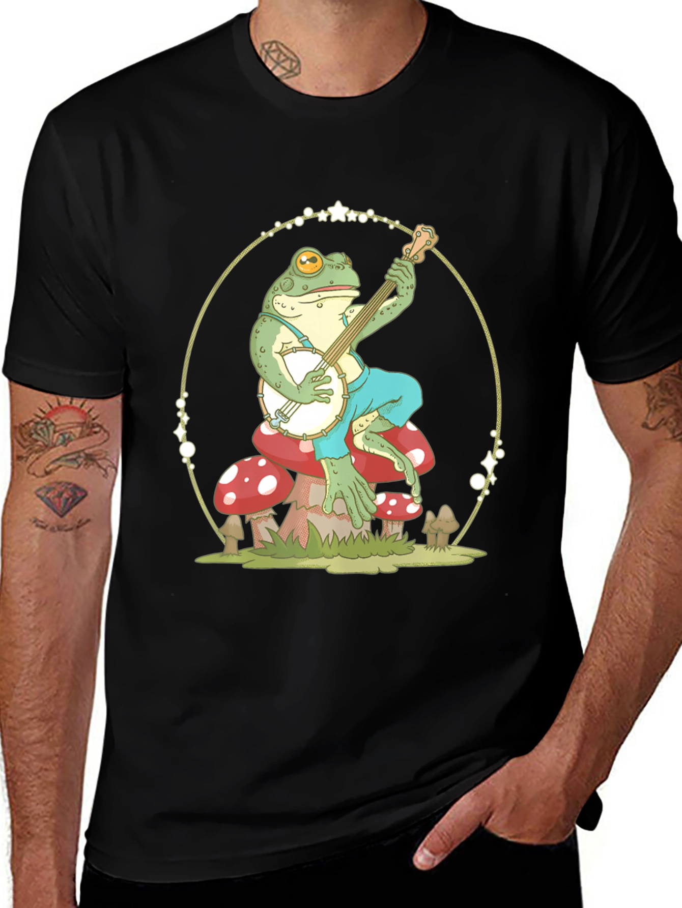 Frog Banjo Player Graphic T-Shirt