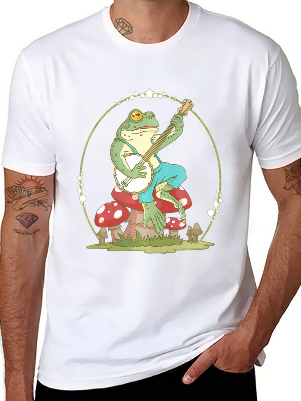 Frog Banjo Player Graphic T-Shirt