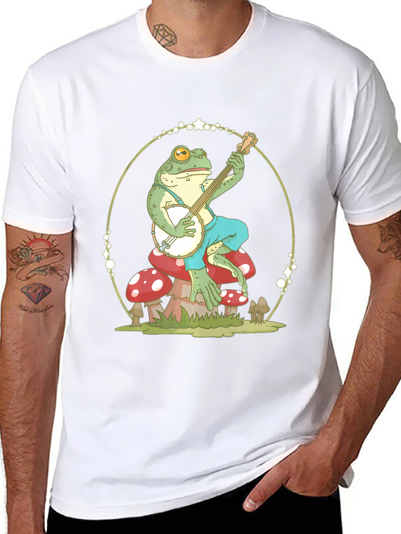 Frog Banjo Player Graphic T-Shirt