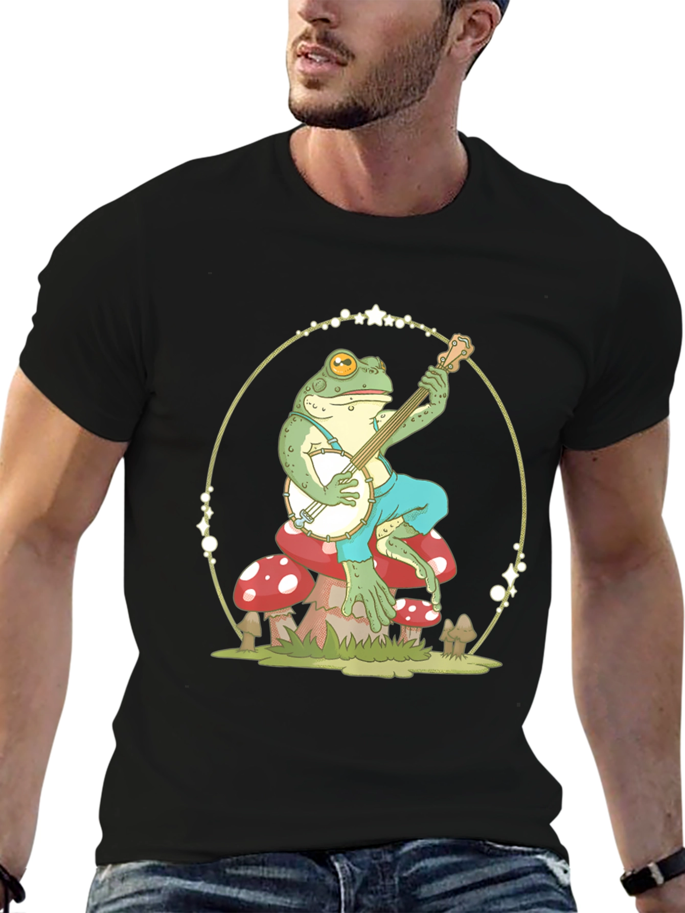 Frog Banjo Player Graphic T-Shirt