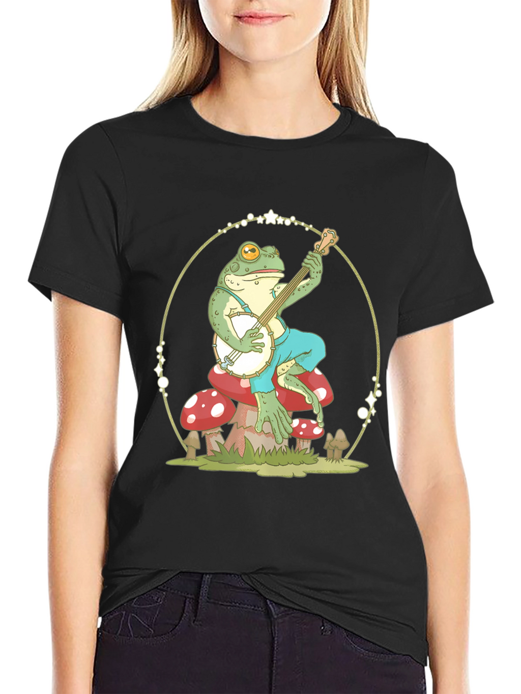 Frog Banjo Player Graphic T-Shirt