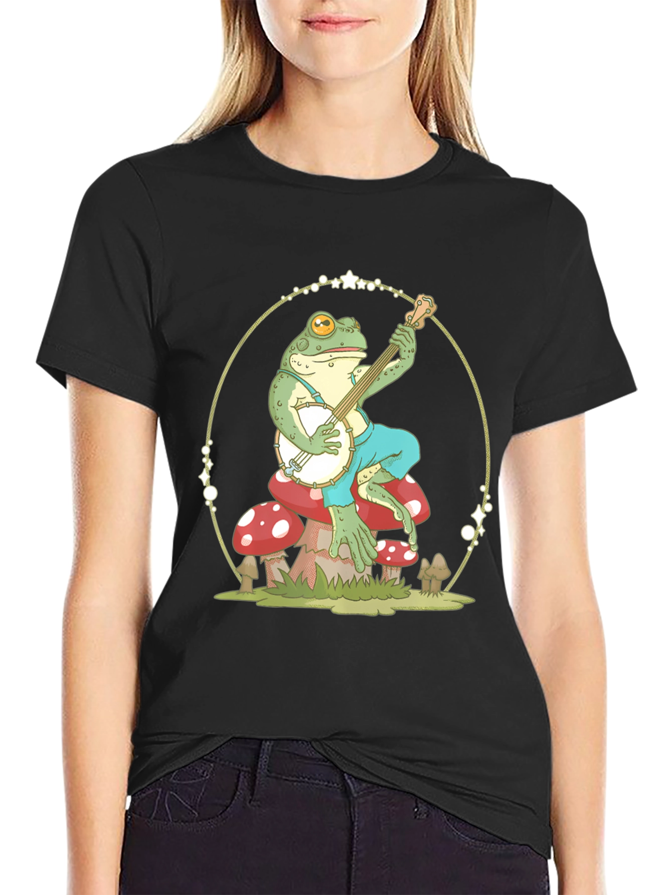 Frog Banjo Player Graphic T-Shirt