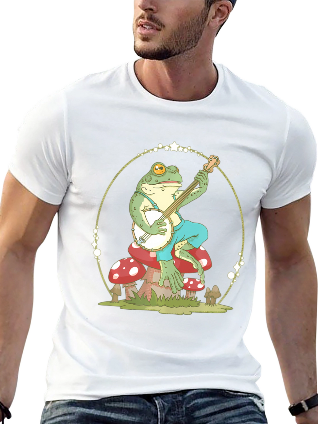 Frog Banjo Player Graphic T-Shirt