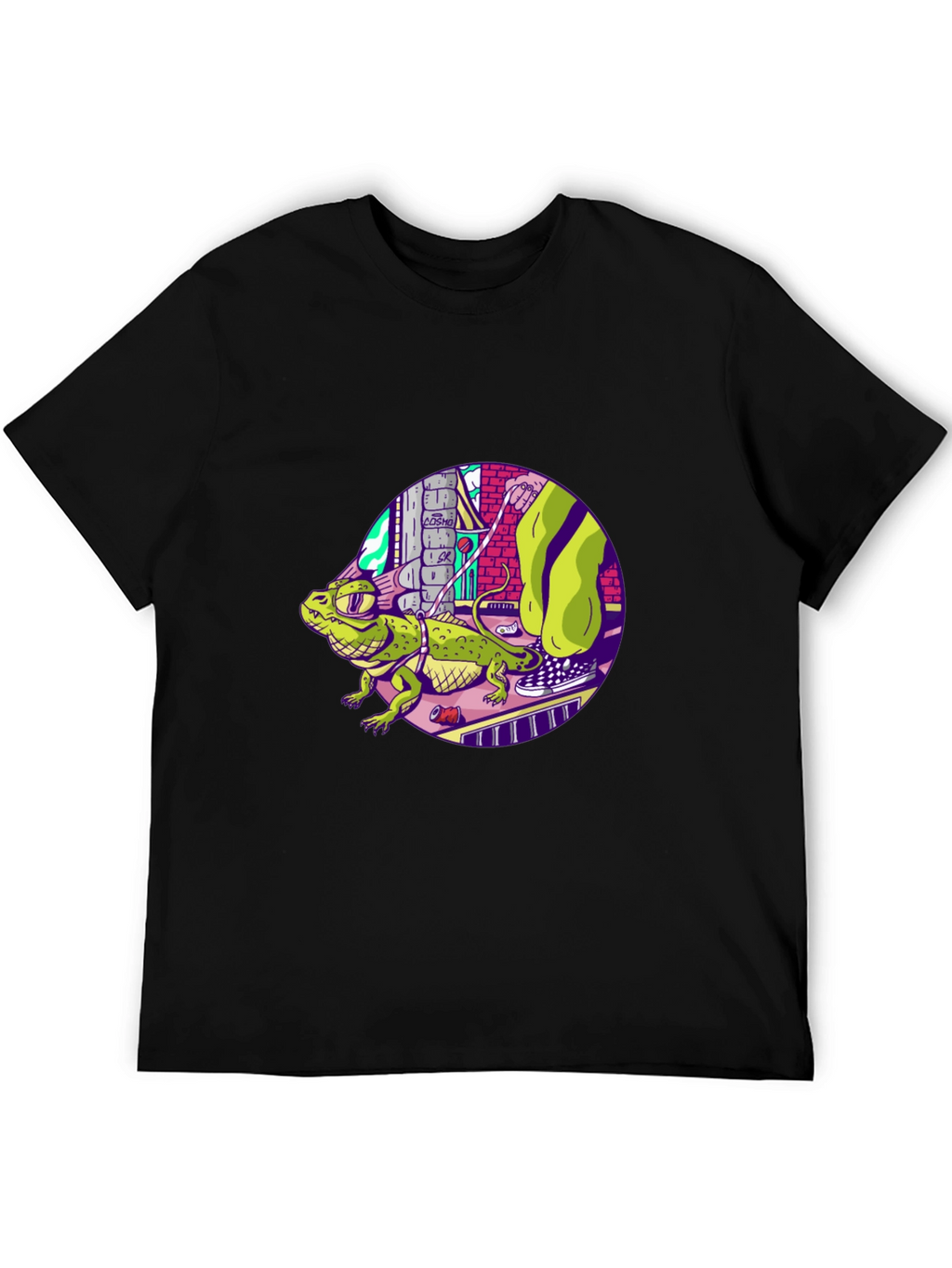 Cool Lizard Graphic Black T-Shirt