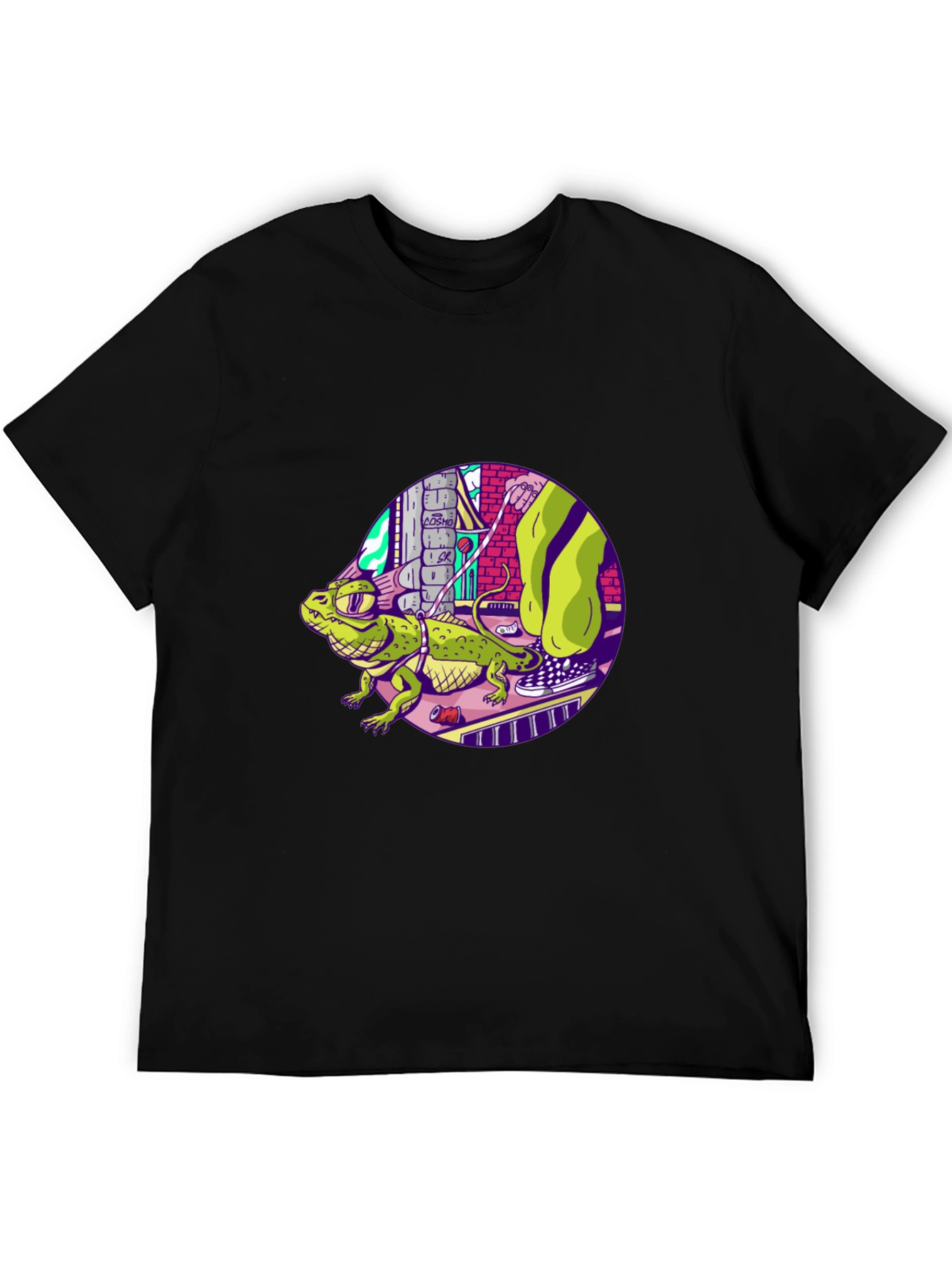 Cool Lizard Graphic Black T-Shirt