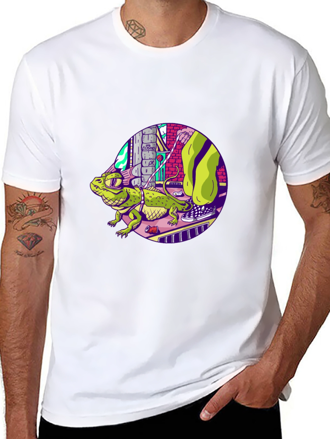 Cool Lizard Graphic Black T-Shirt