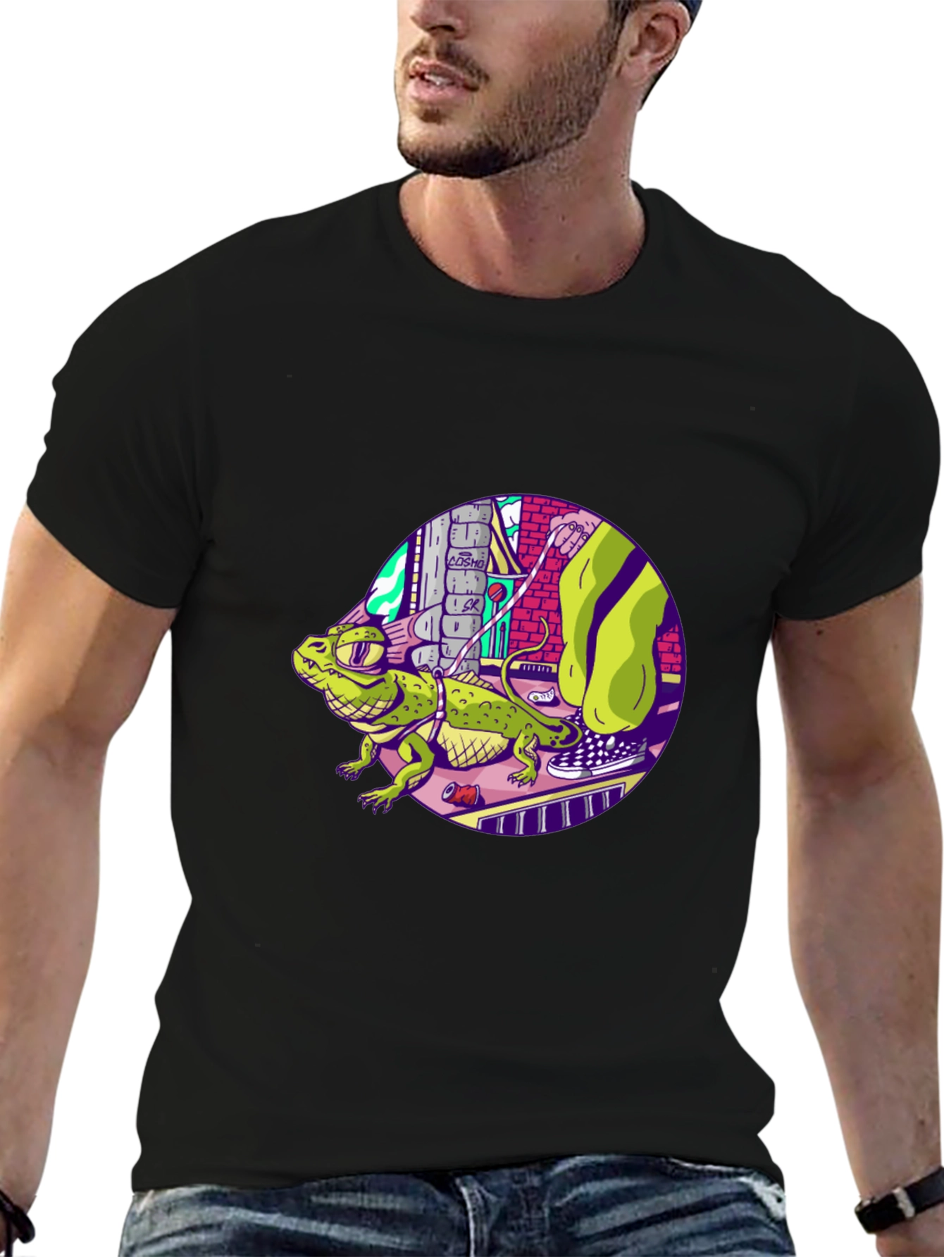 Cool Lizard Graphic Black T-Shirt