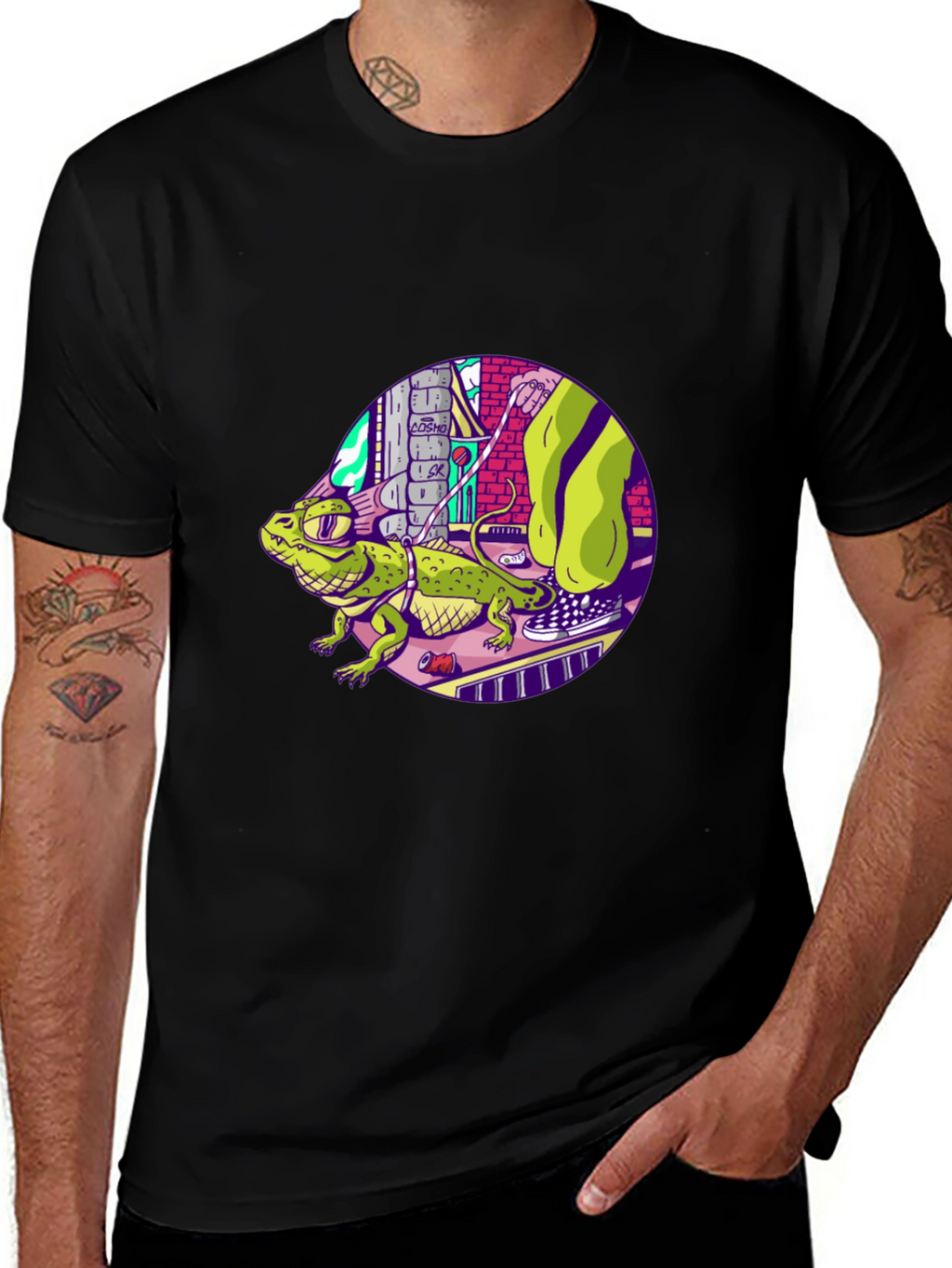 Cool Lizard Graphic Black T-Shirt