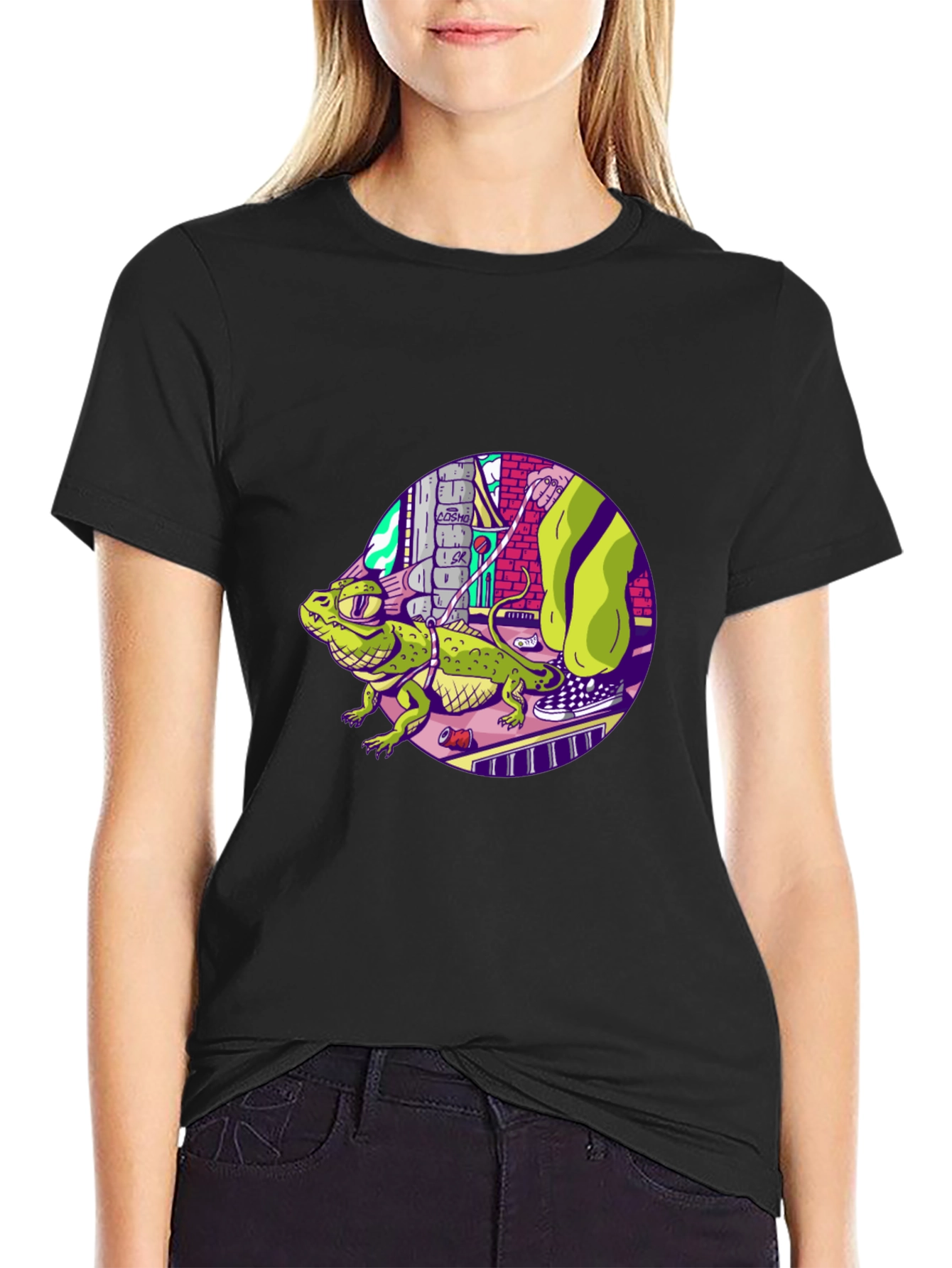 Cool Lizard Graphic Black T-Shirt