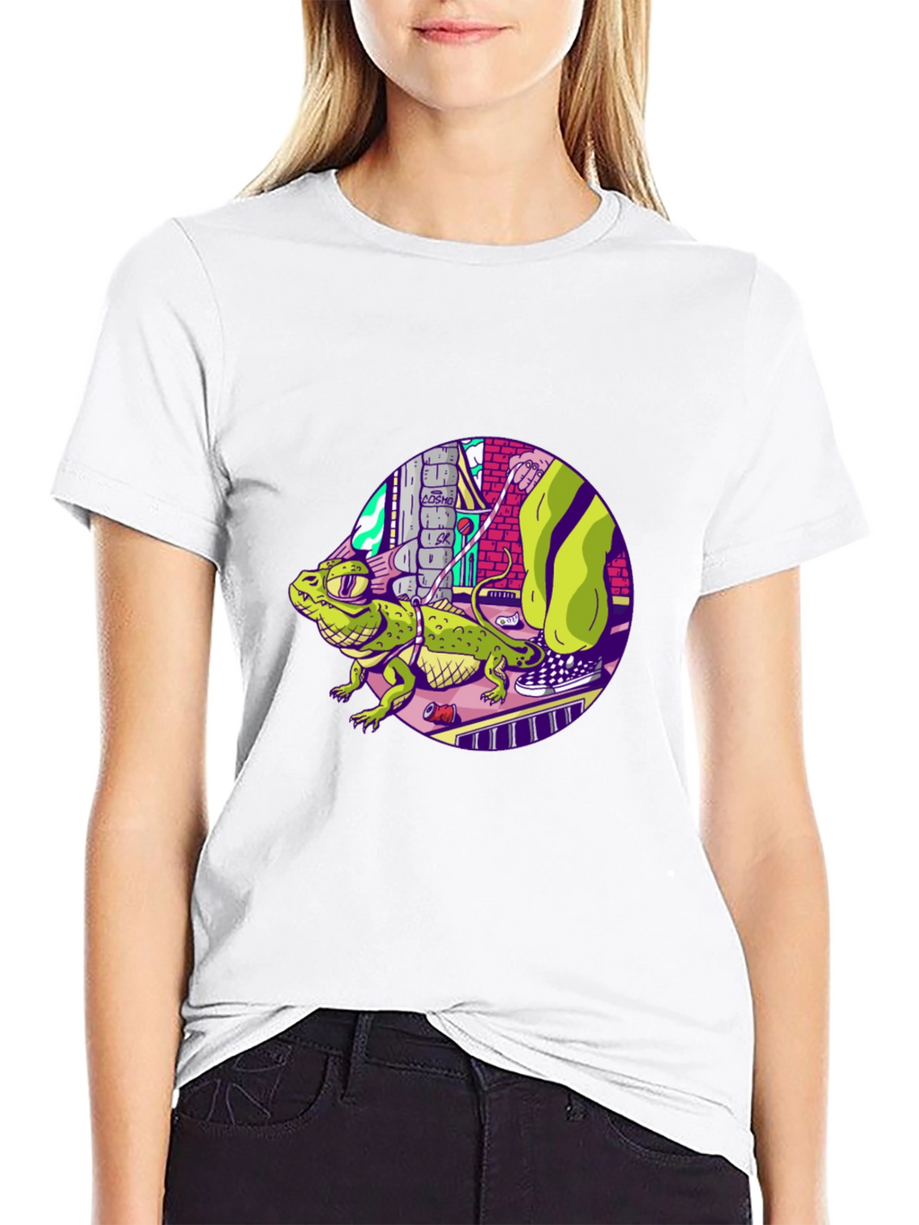 Cool Lizard Graphic Black T-Shirt