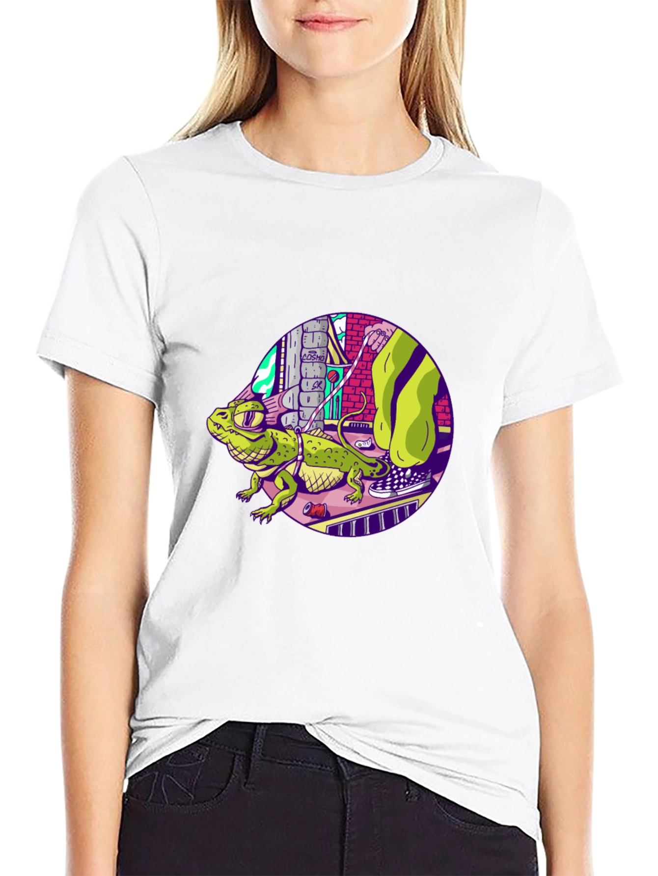 Cool Lizard Graphic Black T-Shirt