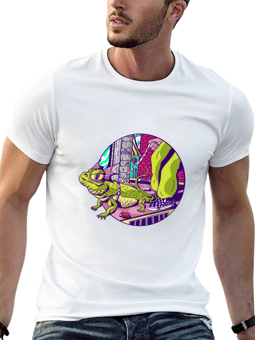 Cool Lizard Graphic Black T-Shirt