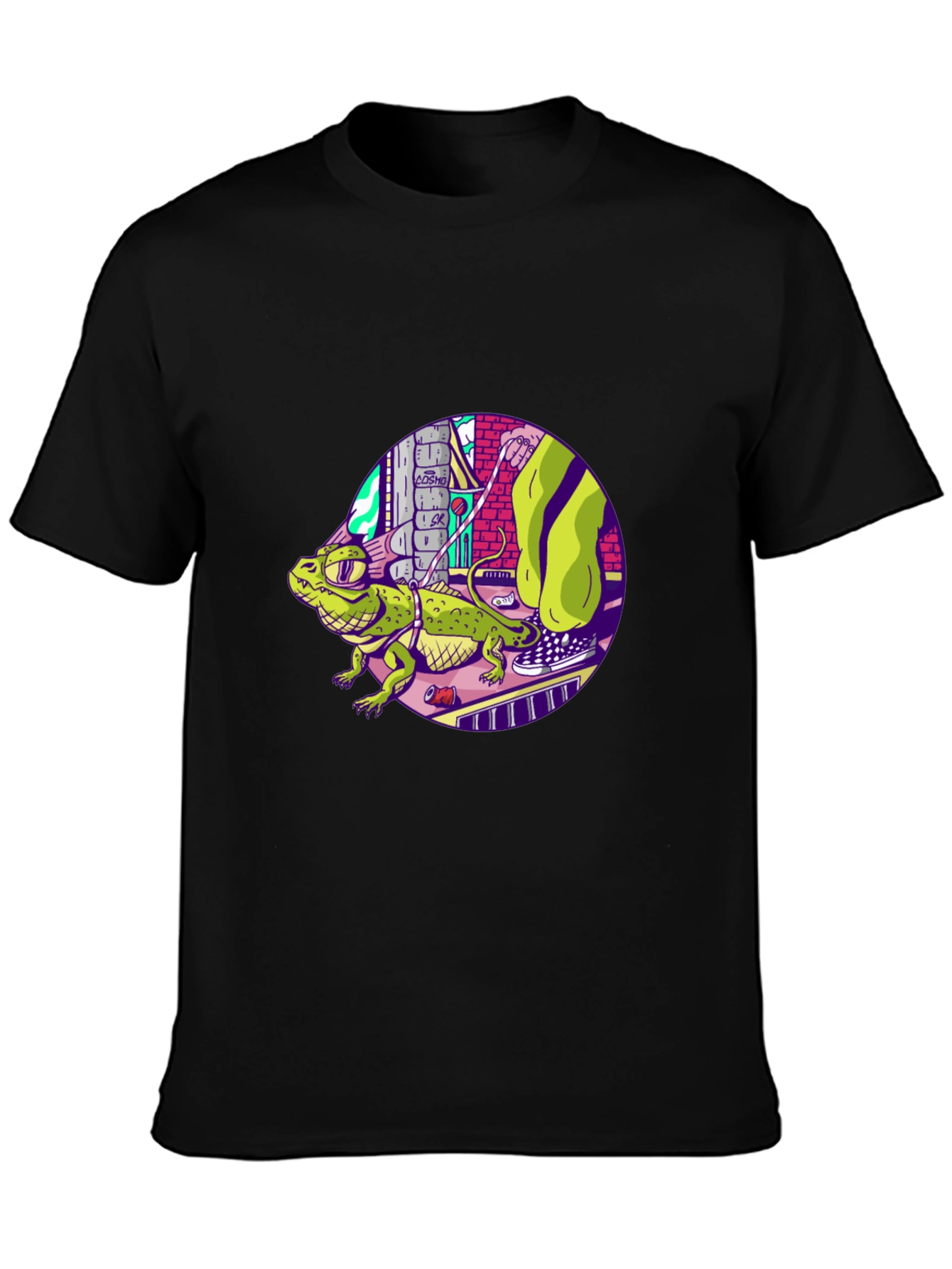 Cool Lizard Graphic Black T-Shirt