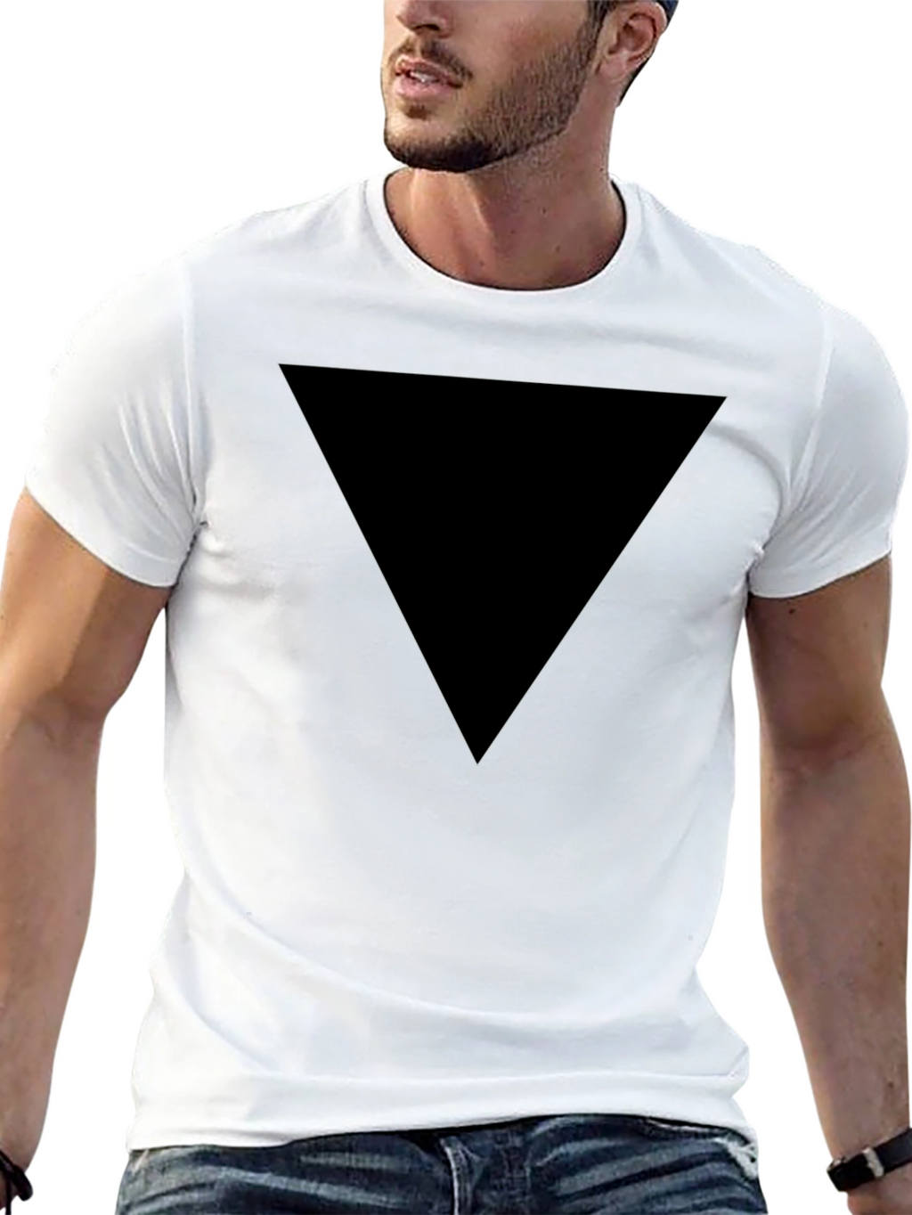 Mens Black Triangle Graphic Tee - Casual Style