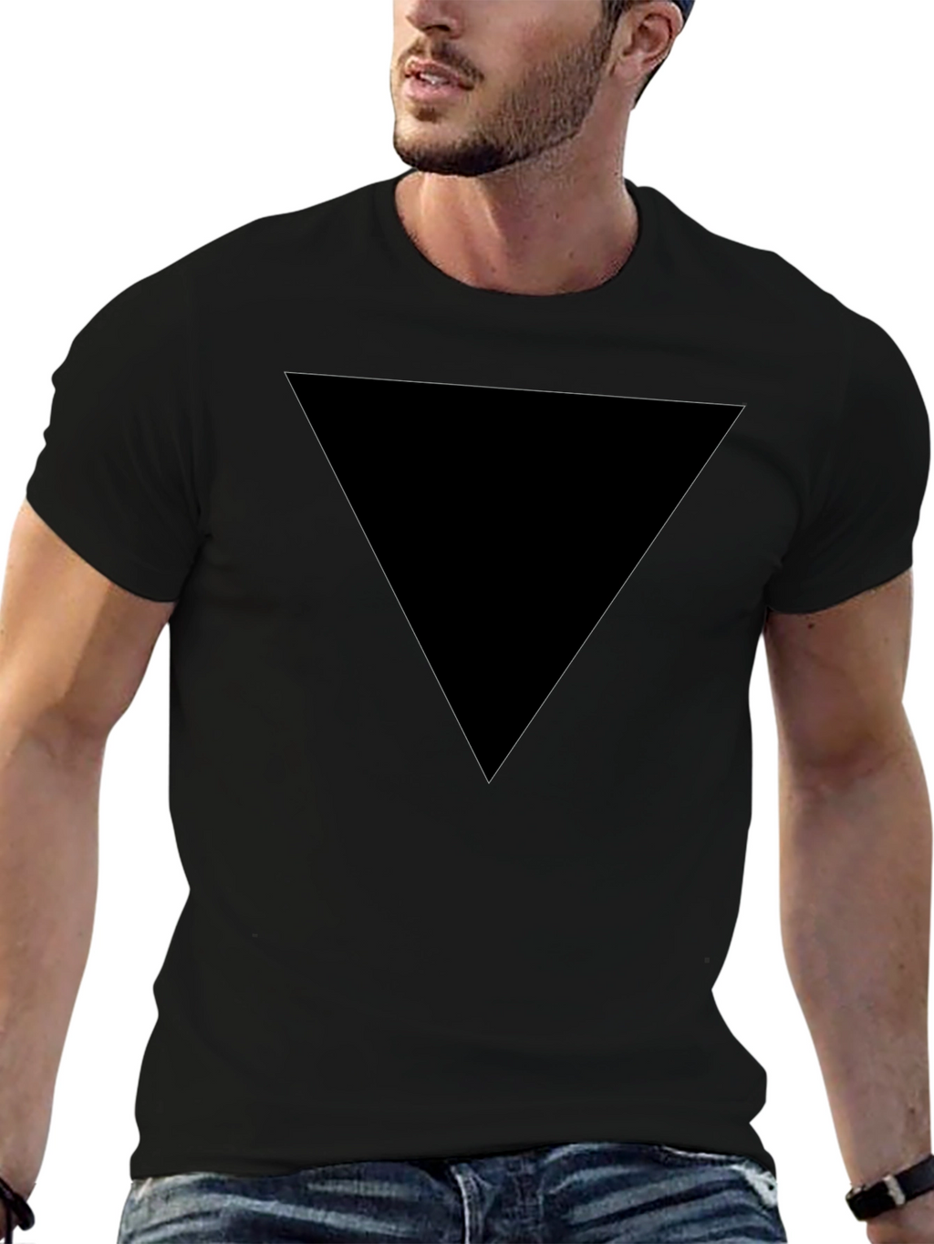 Mens Black Triangle Graphic Tee - Casual Style