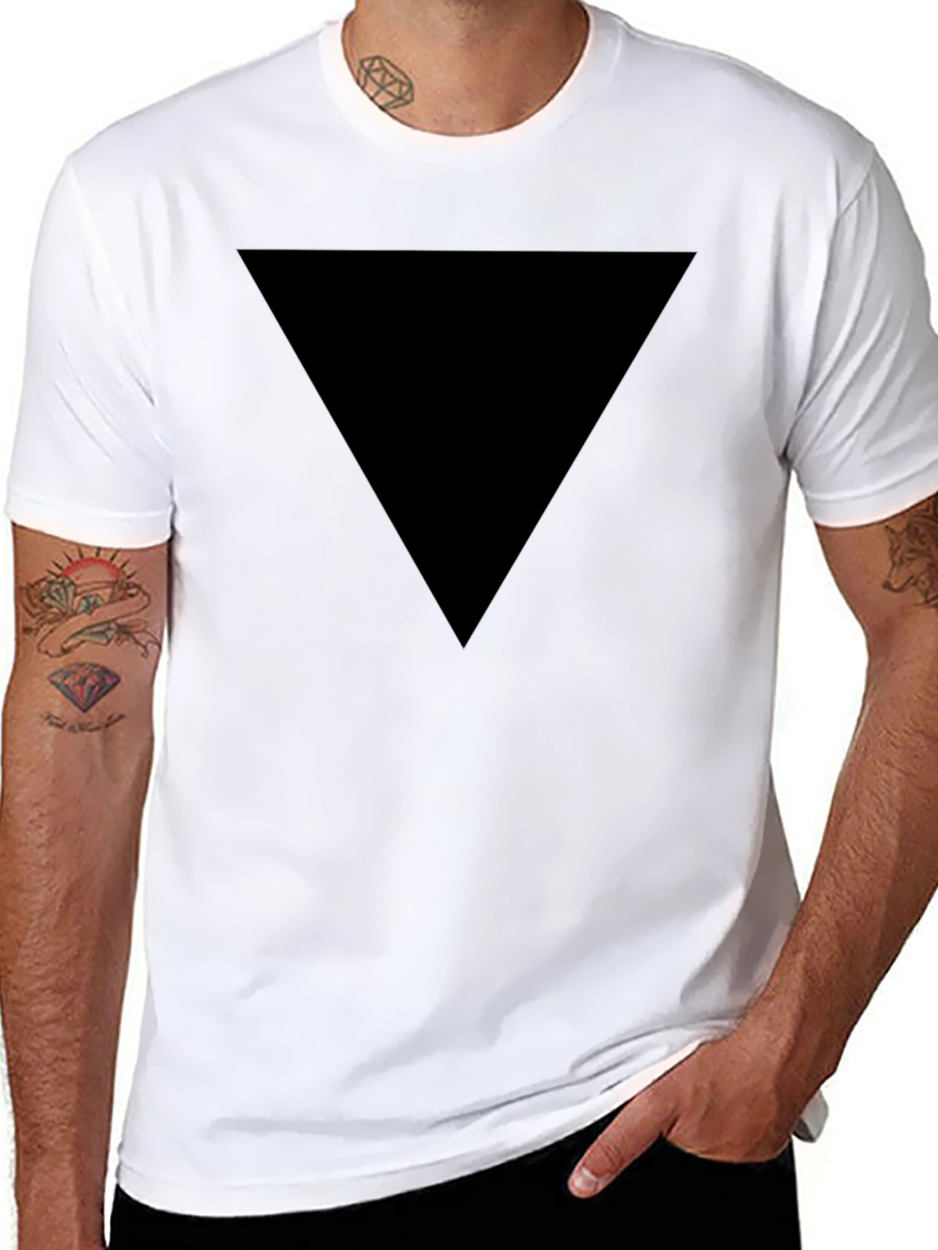 Mens Black Triangle Graphic Tee - Casual Style