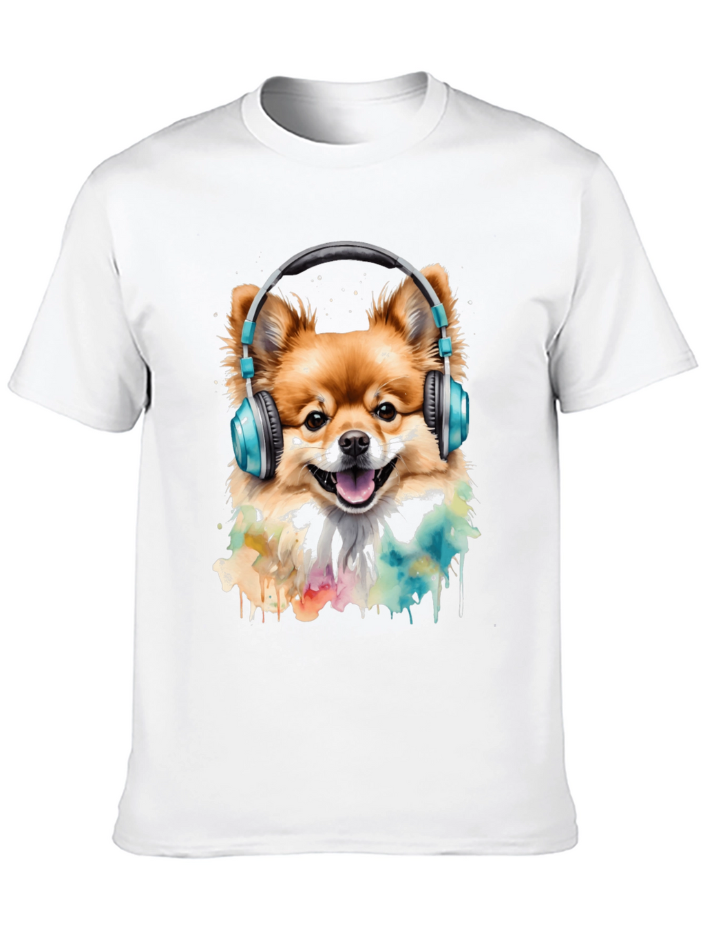 Dog with Headphones T-Shirt - Stylish Black Tee