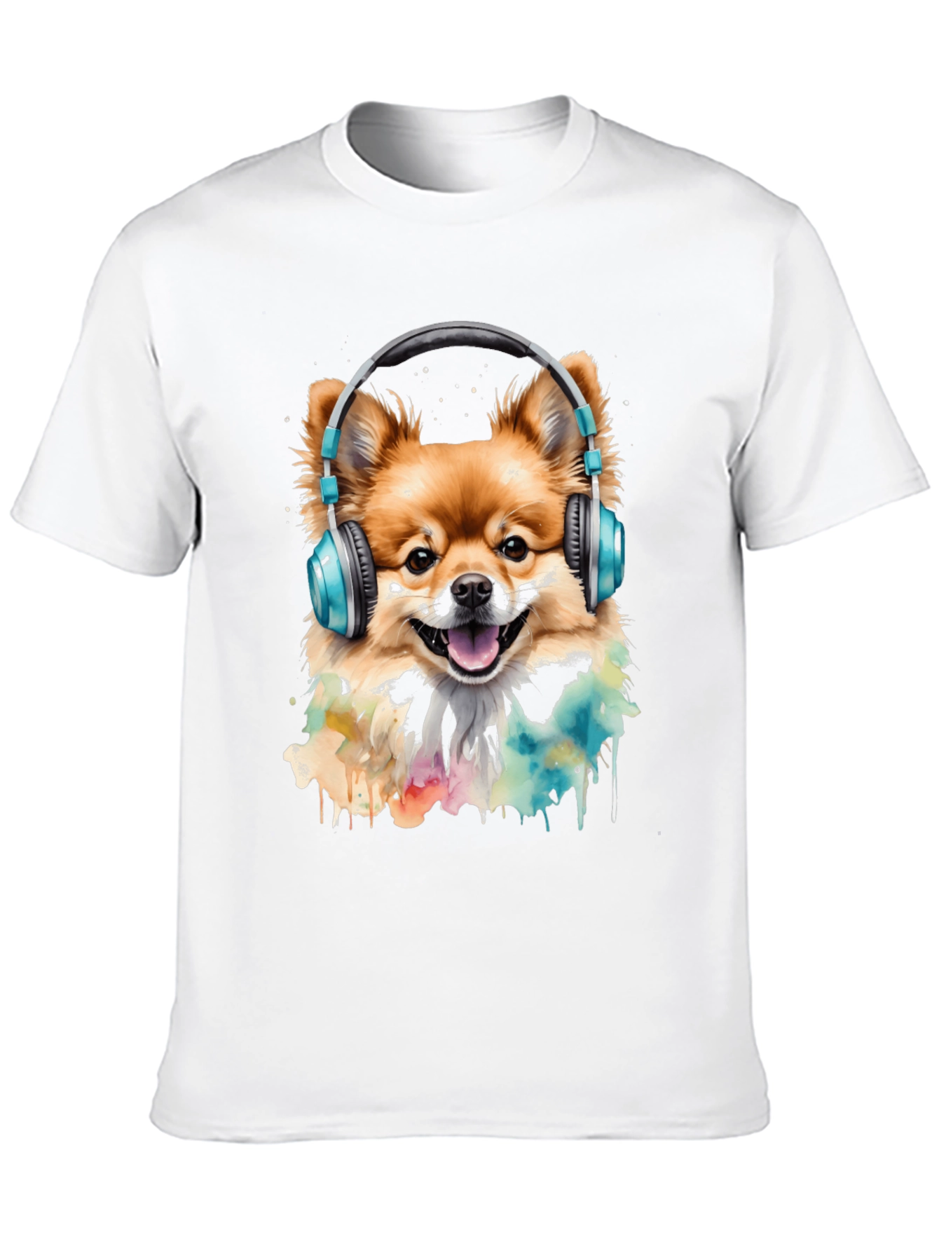 Dog with Headphones T-Shirt - Stylish Black Tee