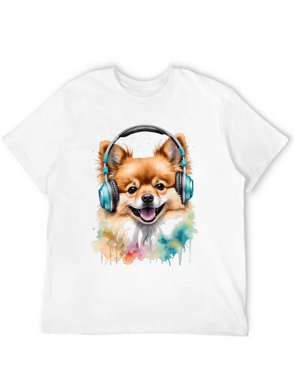 Dog with Headphones T-Shirt - Stylish Black Tee