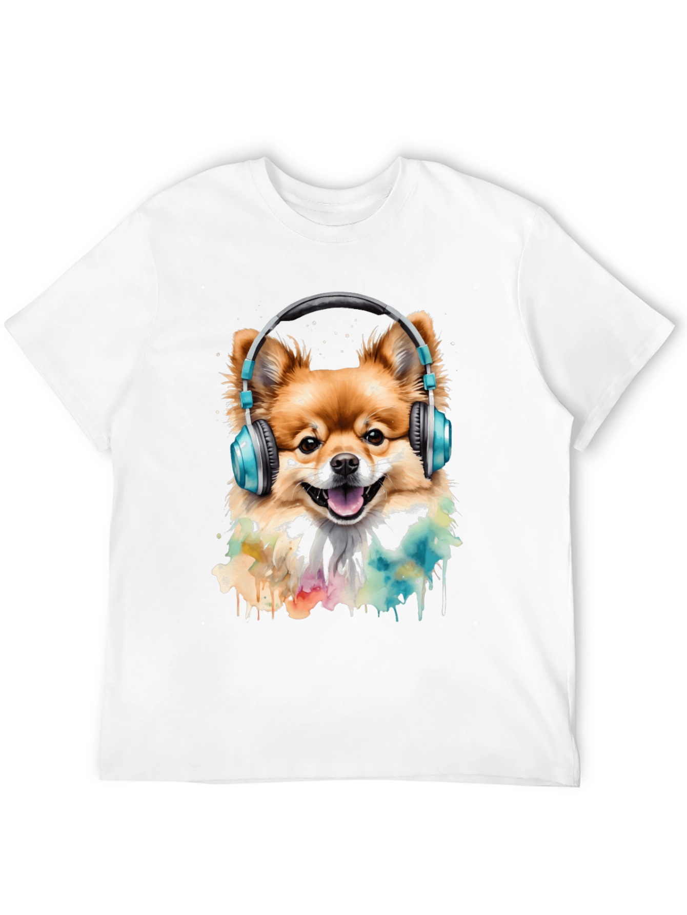 Dog with Headphones T-Shirt - Stylish Black Tee
