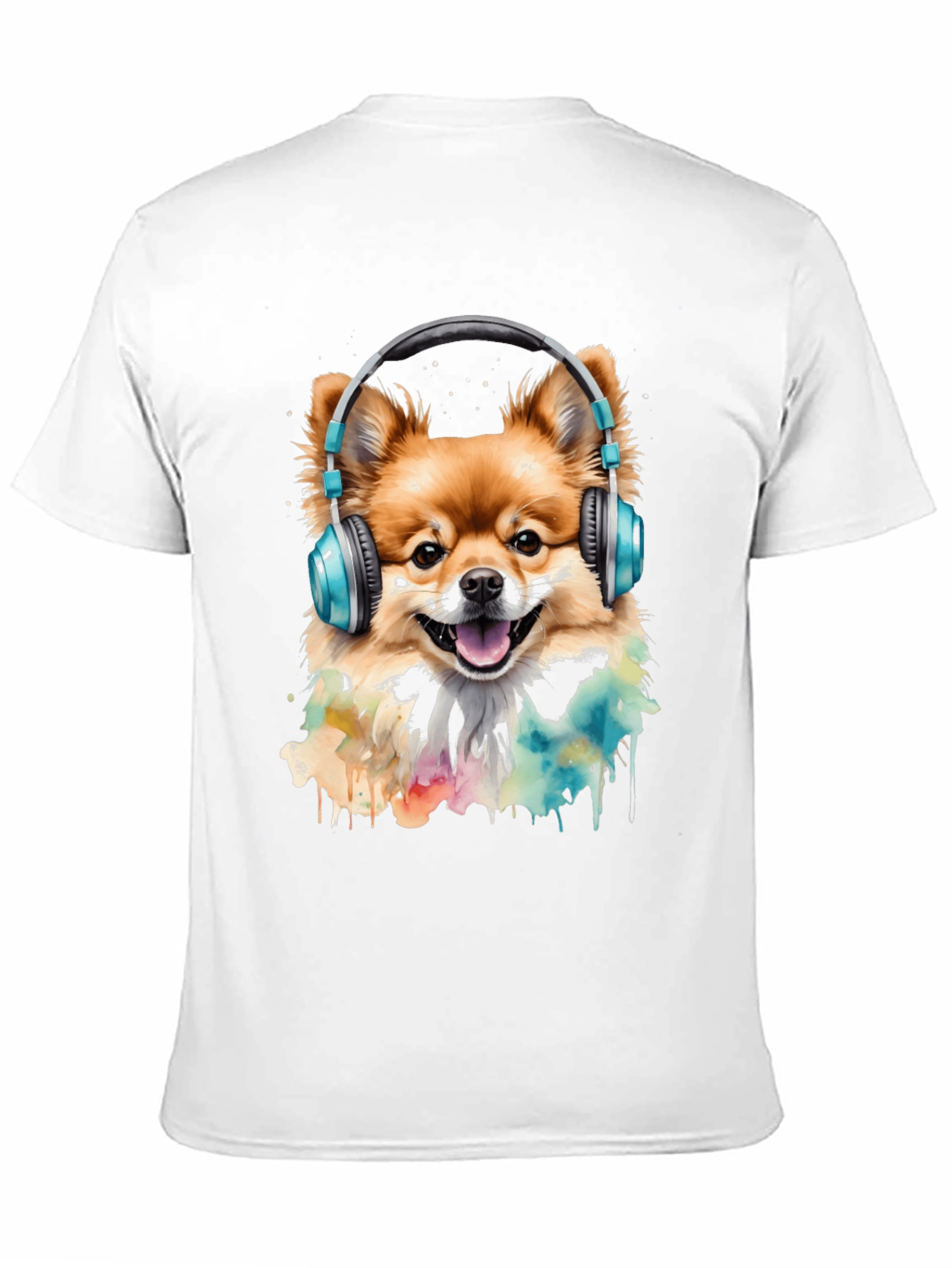 Dog with Headphones T-Shirt - Stylish Black Tee